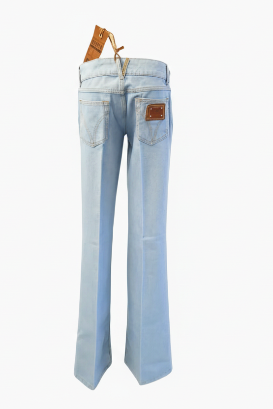 D&G Dolce & Gabbana 'Hotty' Light Denim Wash Flared Low Rise Jeans