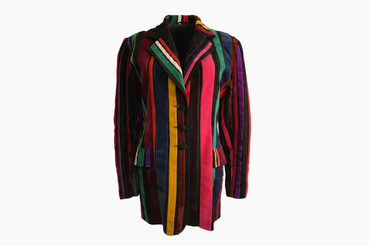 Evelyne Mandel Striped Velvet Blazer_il_momdo