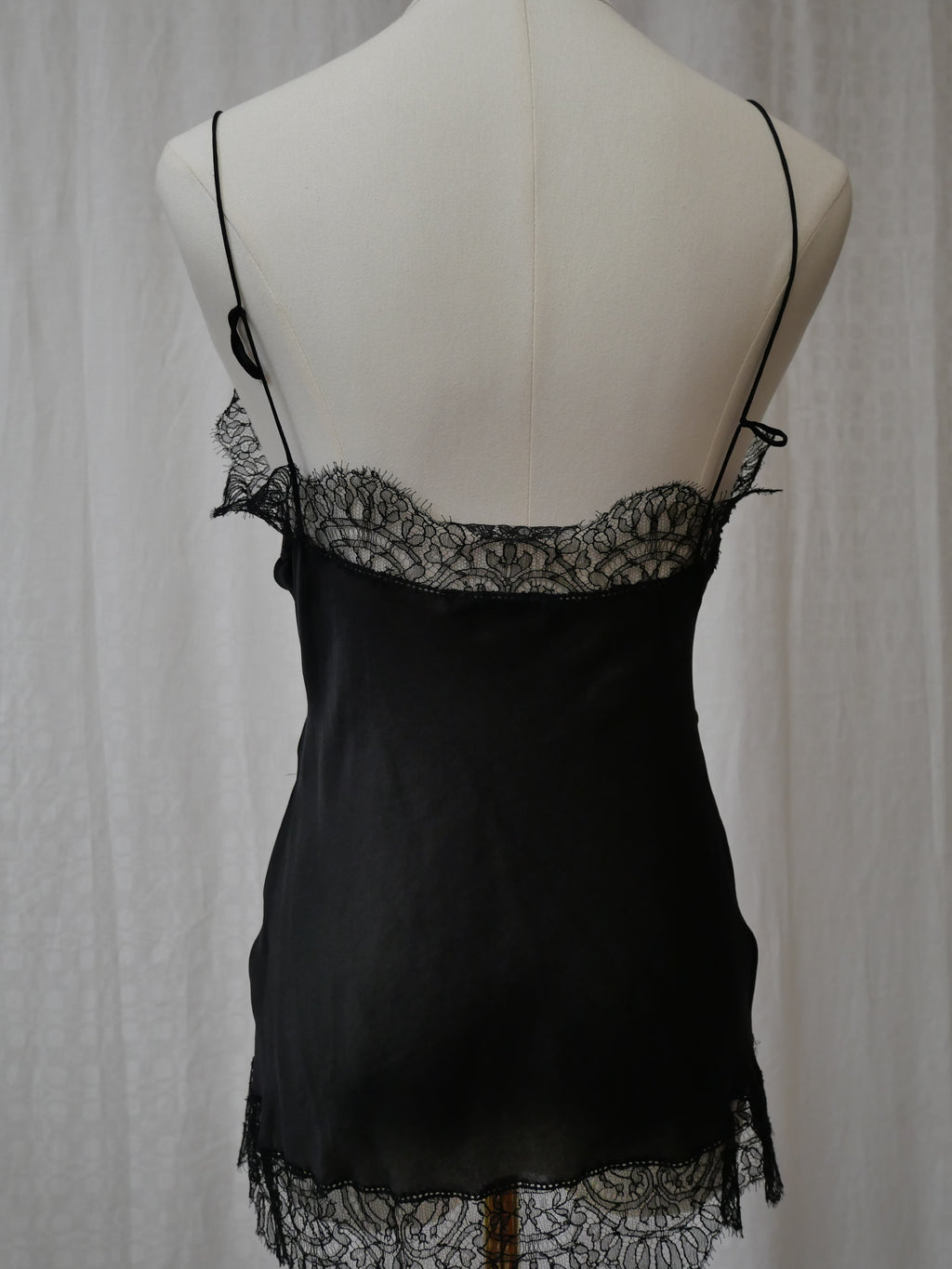 Alexander McQueen Black Silk Camisole Chantilly Lace Trim