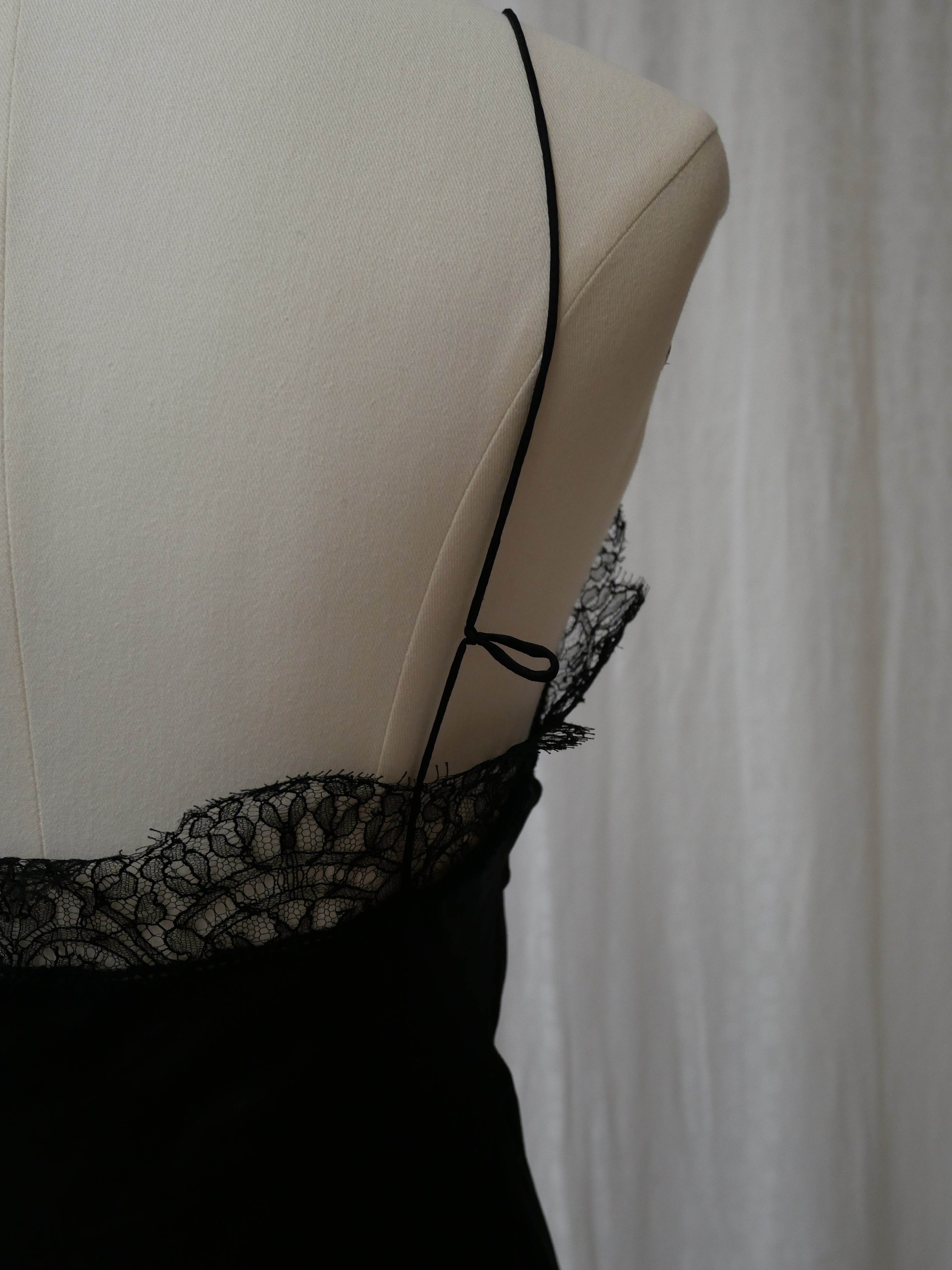 Alexander McQueen Black Silk Camisole Chantilly Lace Trim