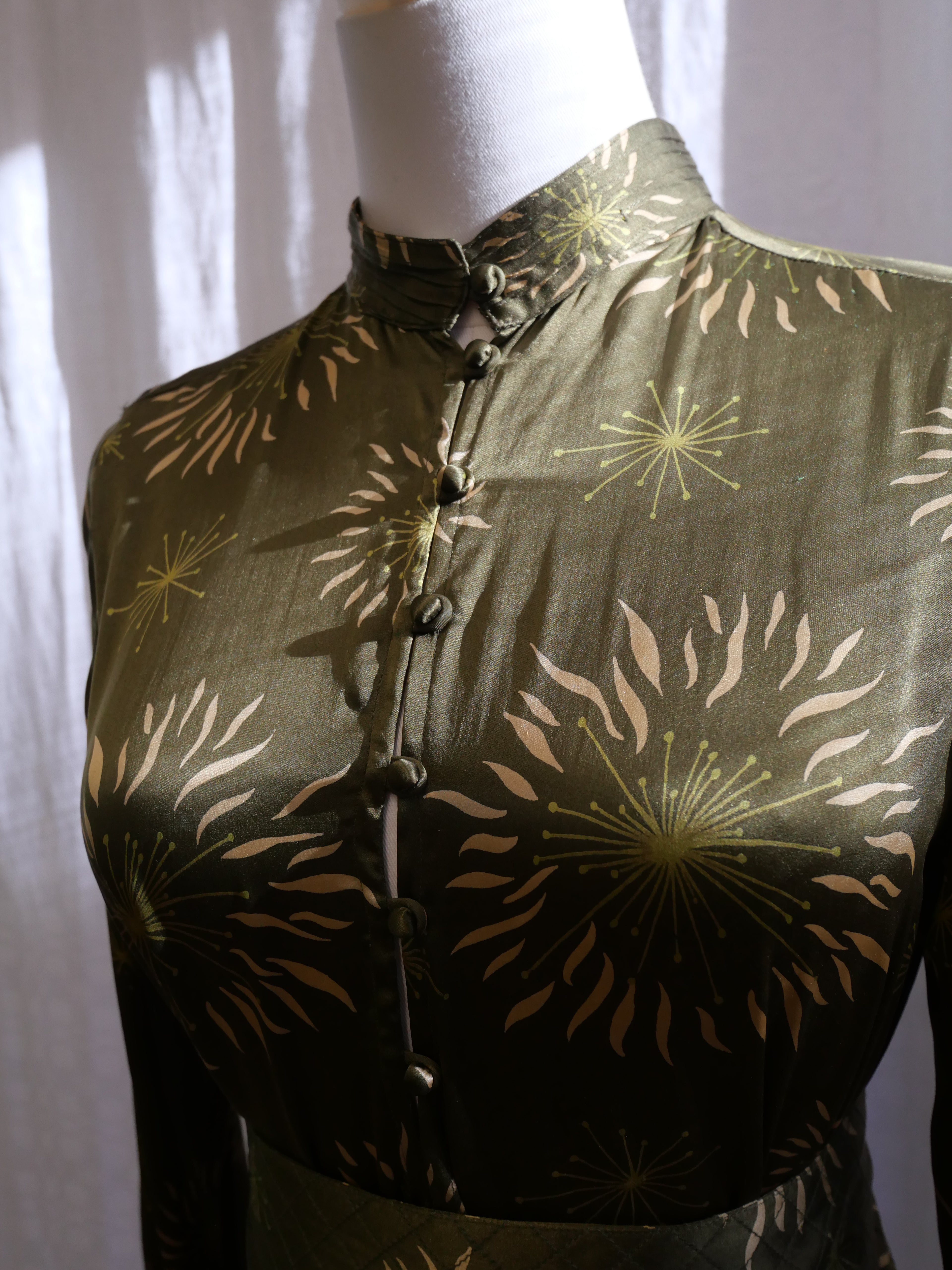 Allegra Hicks Olive Silk Blouse with Obi Belt
