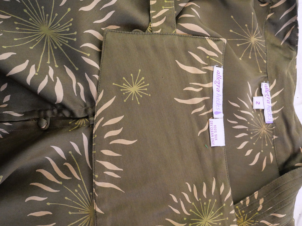 Allegra Hicks Olive Silk Blouse with Obi Belt