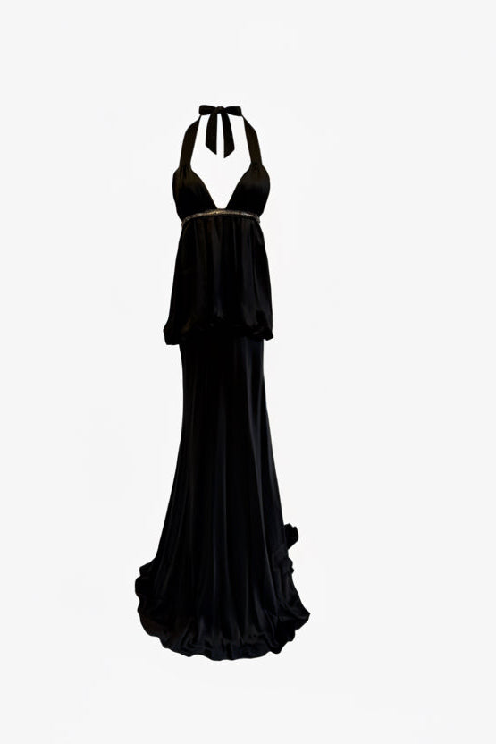 Collette Dinnigan 100% Silk Halterneck Maxi Gown