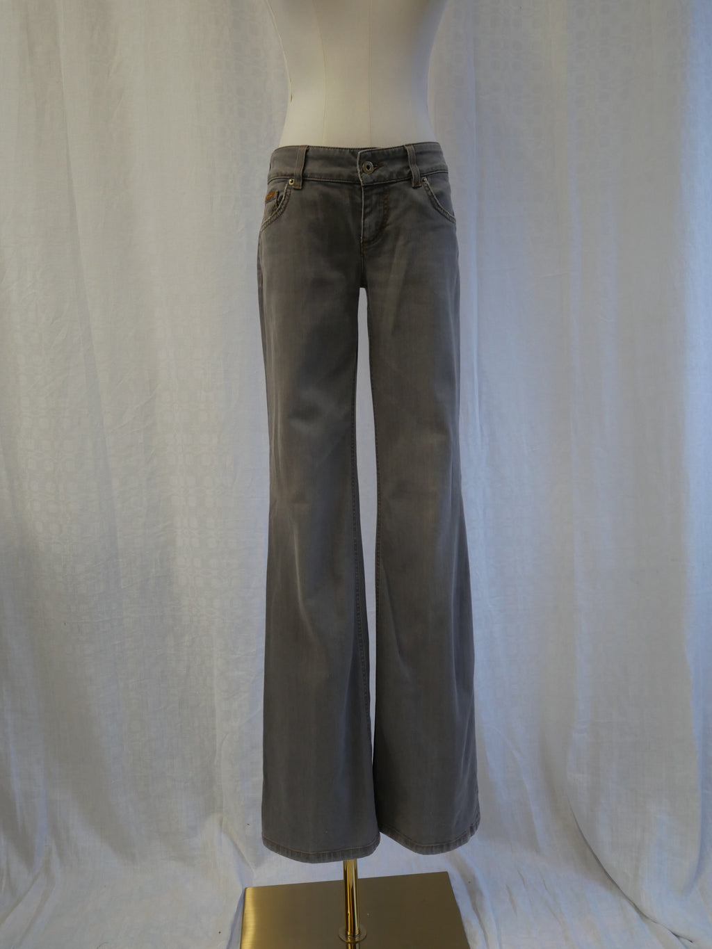 D&G Dolce & Gabbana 'Hotty' Grey Wash Flared Low Rise Jeans