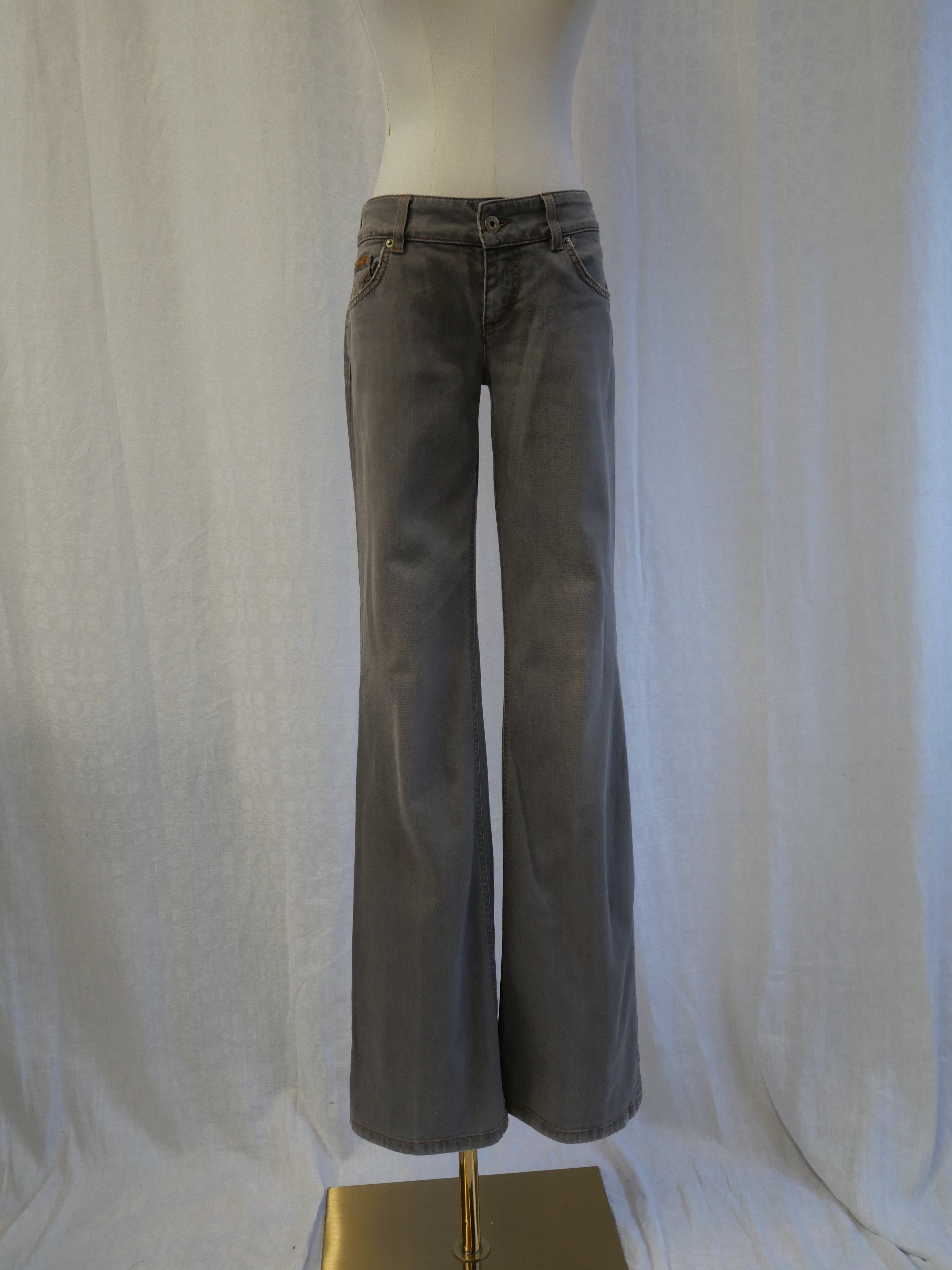 D&G Dolce & Gabbana 'Hotty' Grey Wash Flared Low Rise Jeans