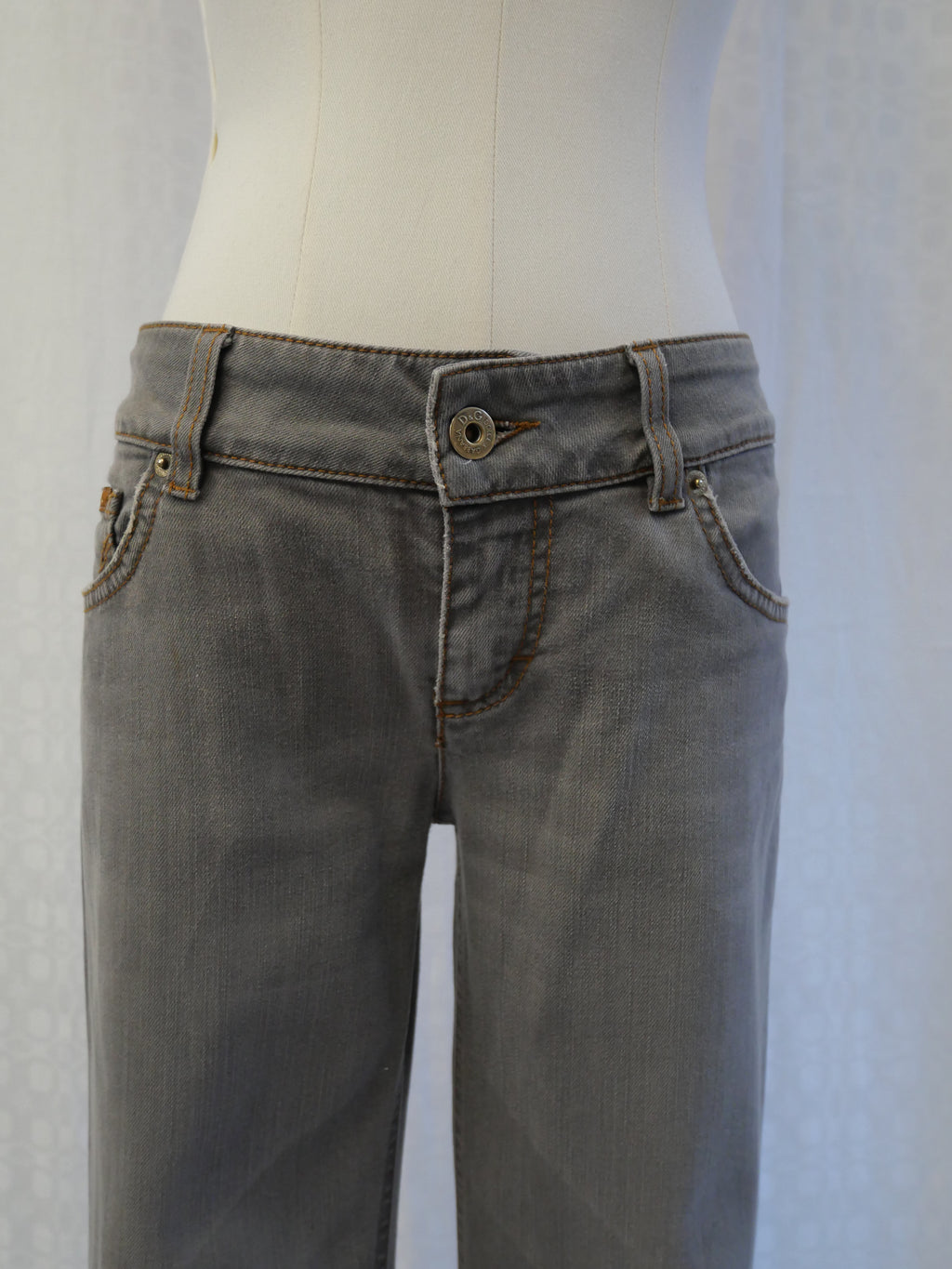 D&G Dolce & Gabbana 'Hotty' Grey Wash Flared Low Rise Jeans