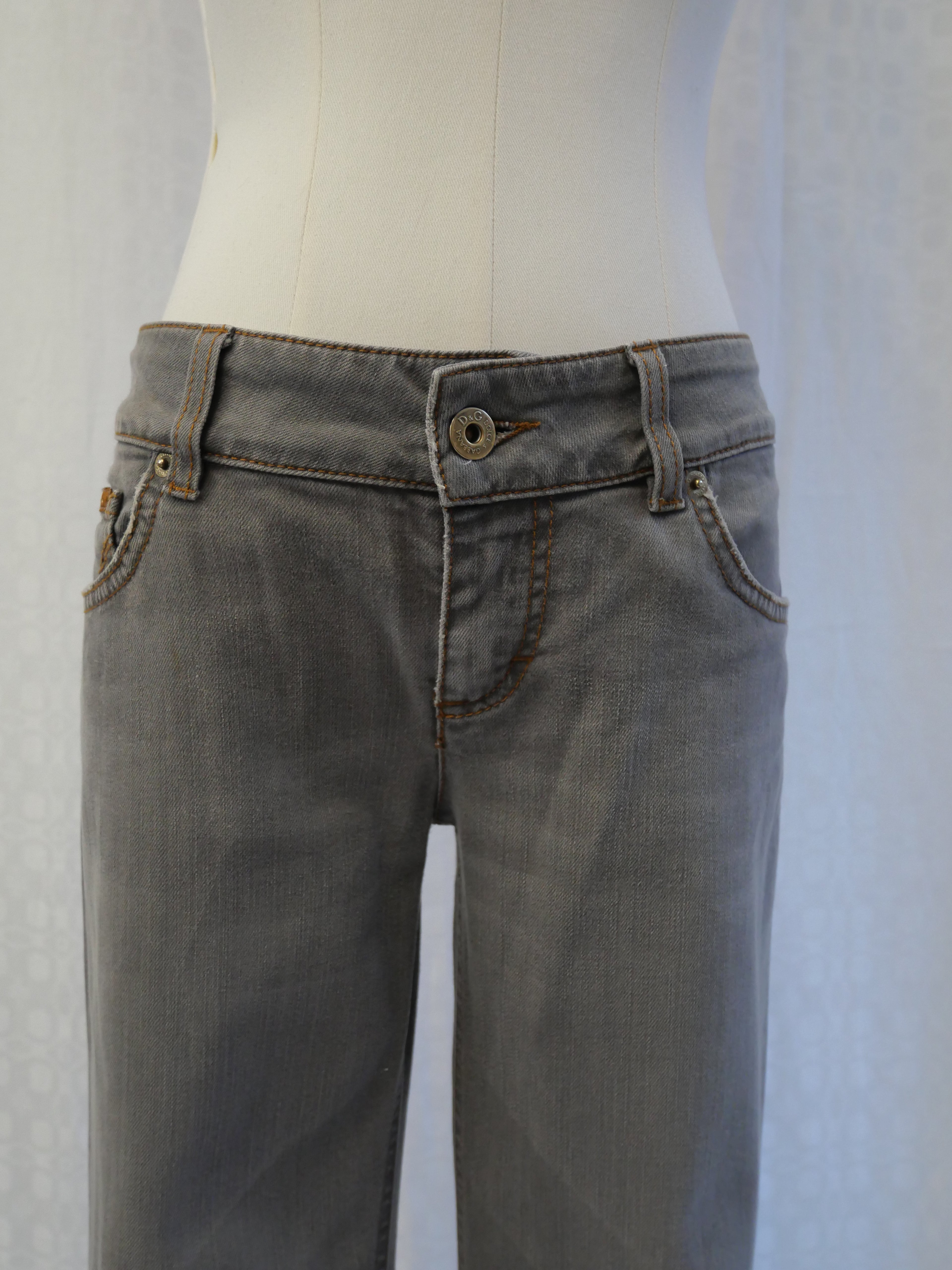 D&G Dolce & Gabbana 'Hotty' Grey Wash Flared Low Rise Jeans