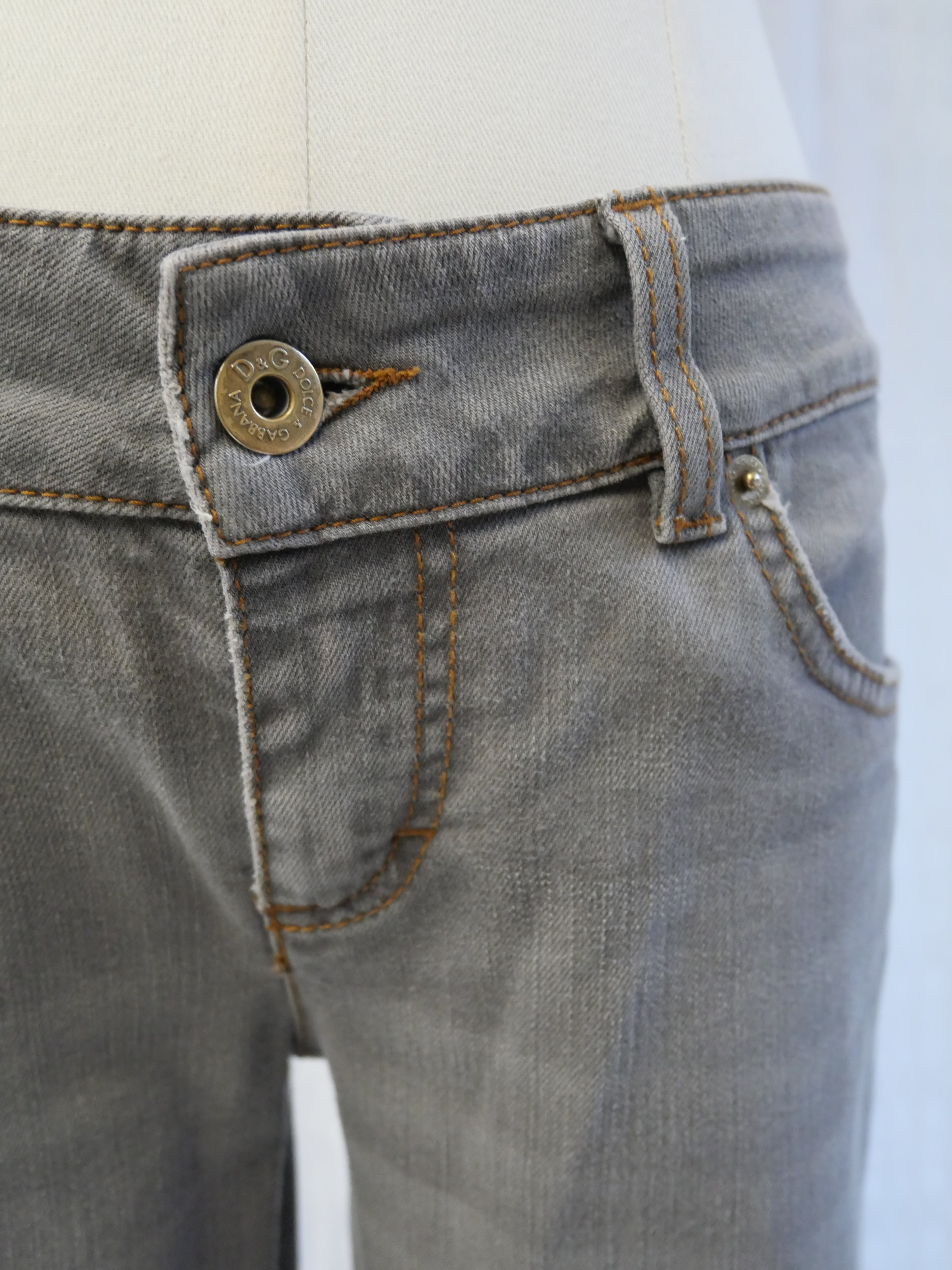 D&G Dolce & Gabbana 'Hotty' Grey Wash Flared Low Rise Jeans