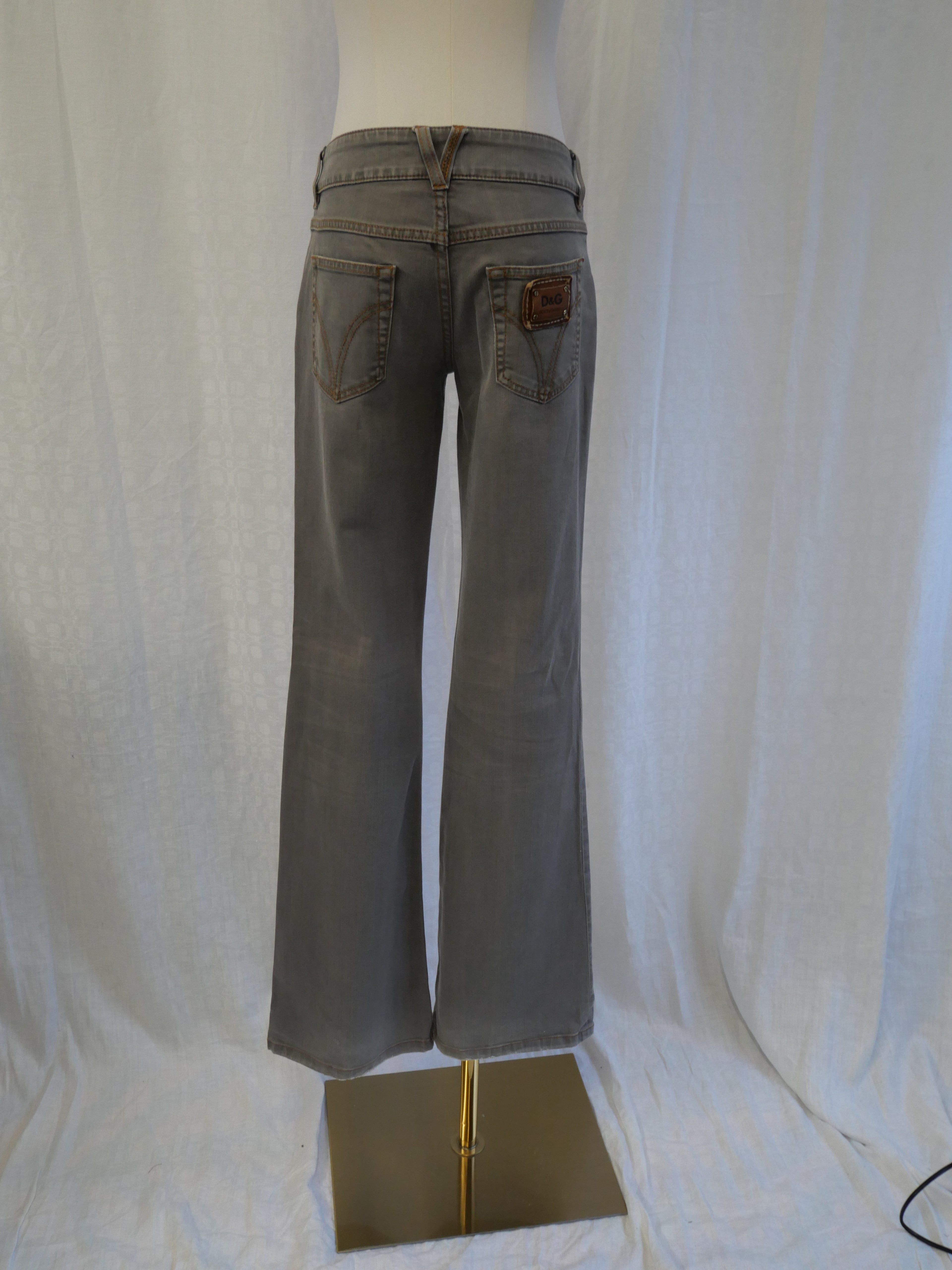 D&G Dolce & Gabbana 'Hotty' Grey Wash Flared Low Rise Jeans