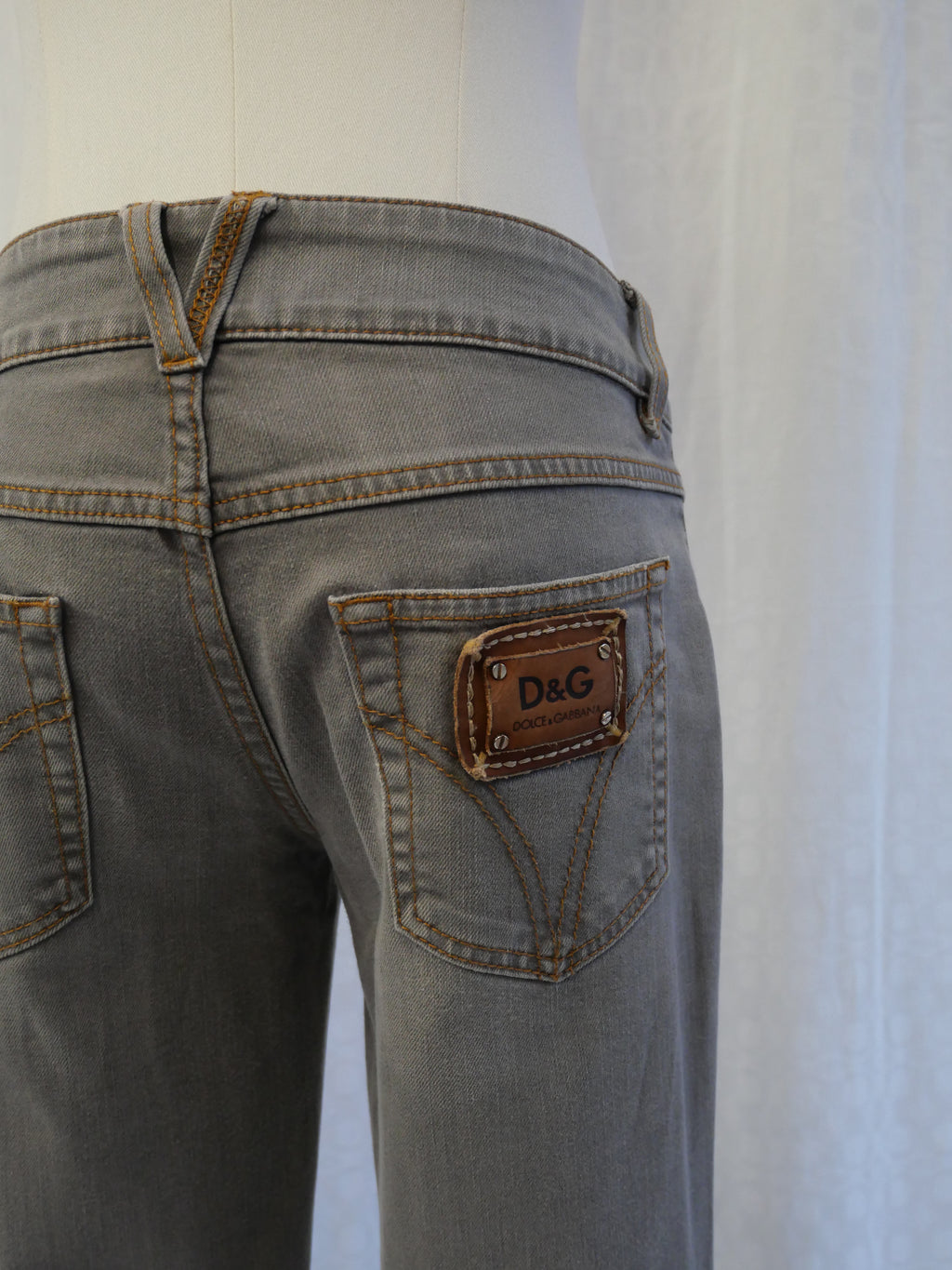 D&G Dolce & Gabbana 'Hotty' Grey Wash Flared Low Rise Jeans