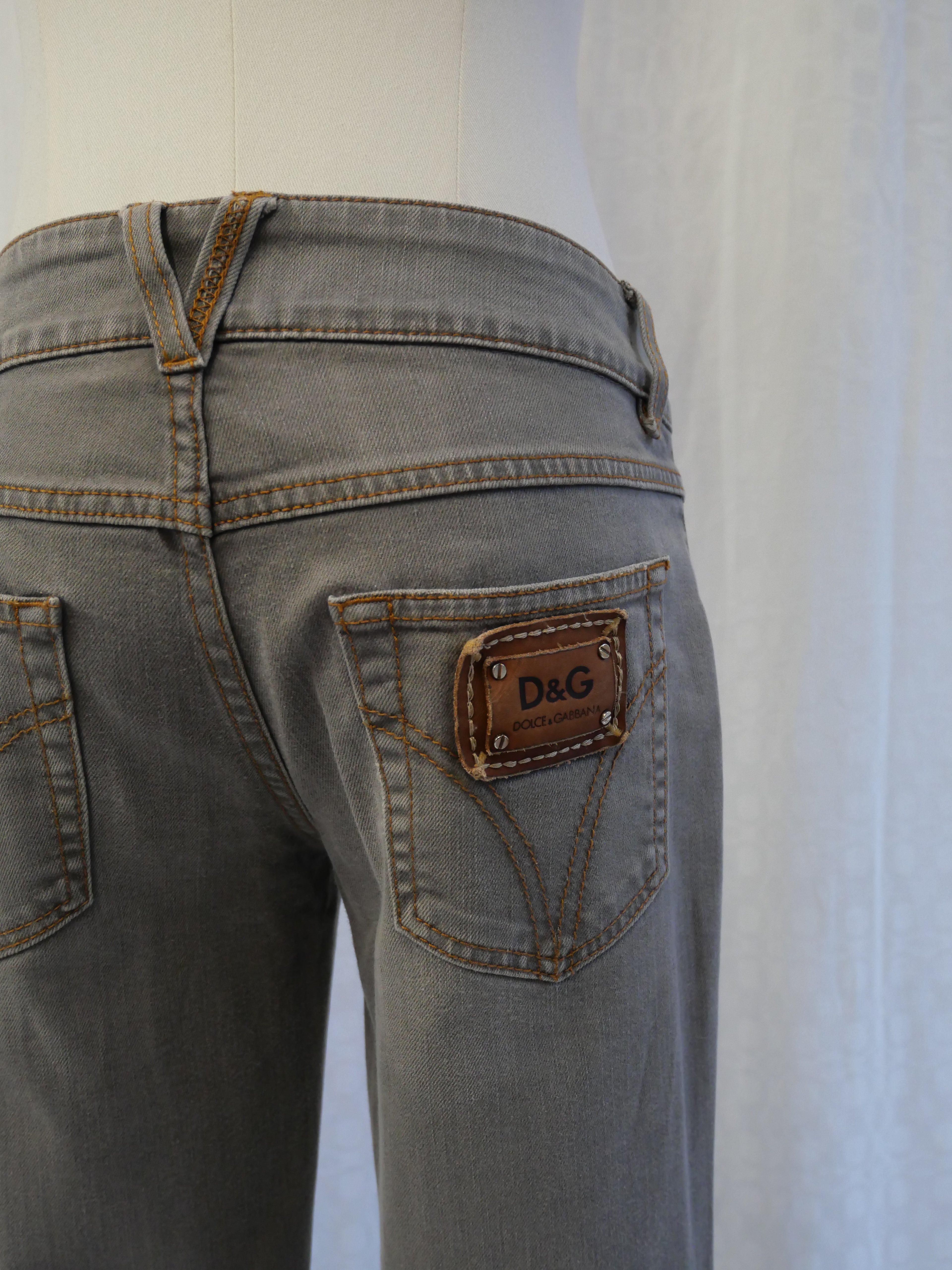 D&G Dolce & Gabbana 'Hotty' Grey Wash Flared Low Rise Jeans