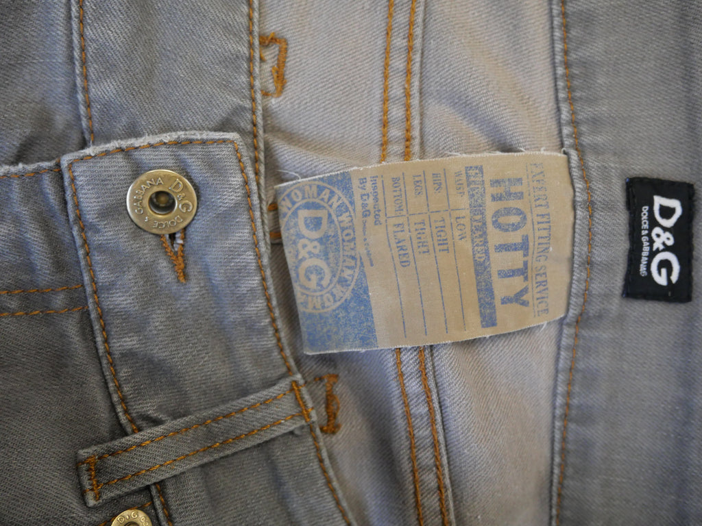 D&G Dolce & Gabbana 'Hotty' Grey Wash Flared Low Rise Jeans