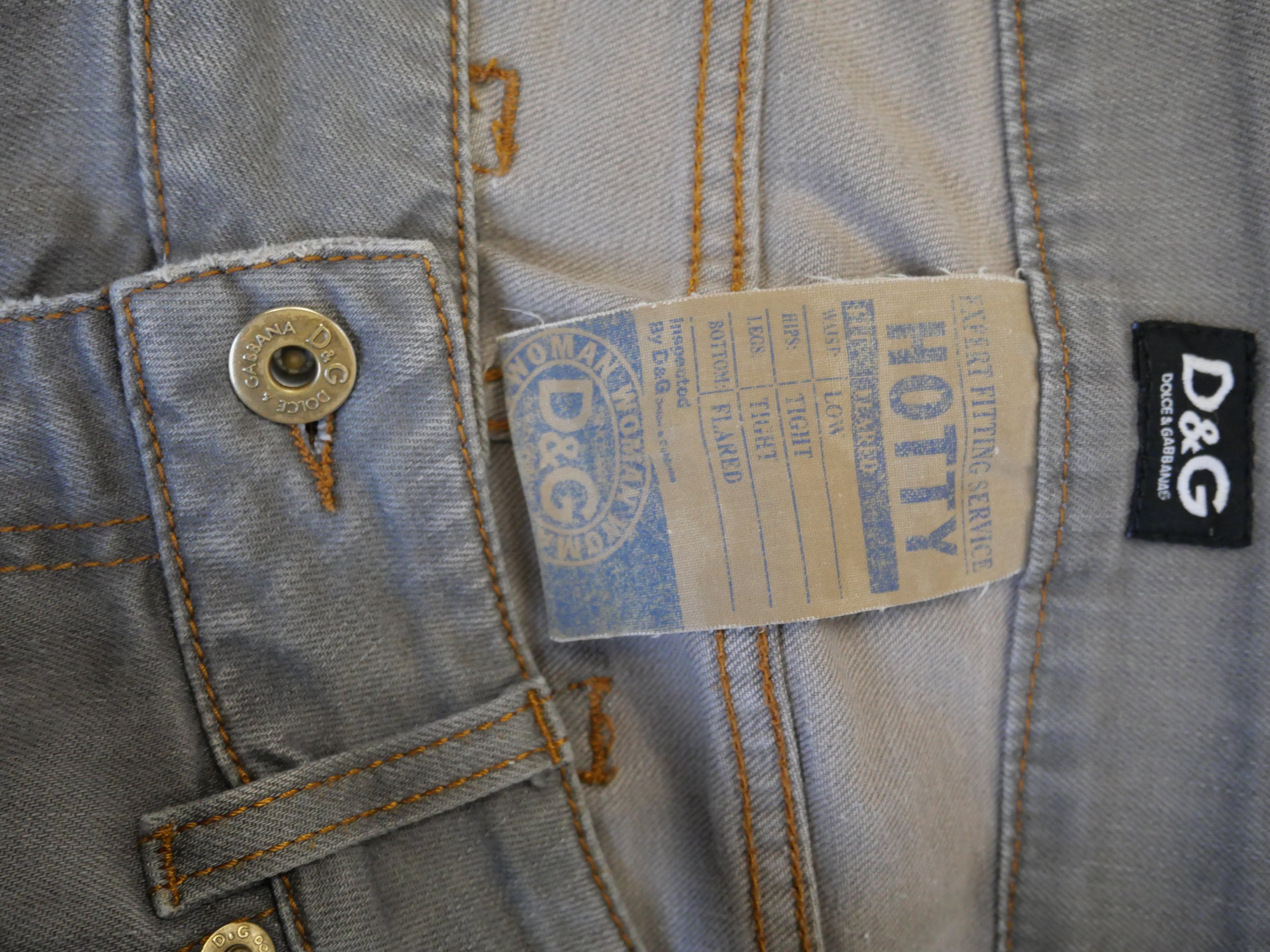 D&G Dolce & Gabbana 'Hotty' Grey Wash Flared Low Rise Jeans