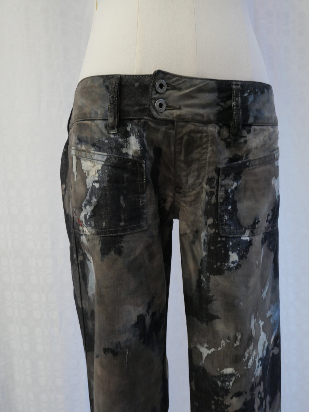 Diesel Black Gold Acid Wash Flared Jeans