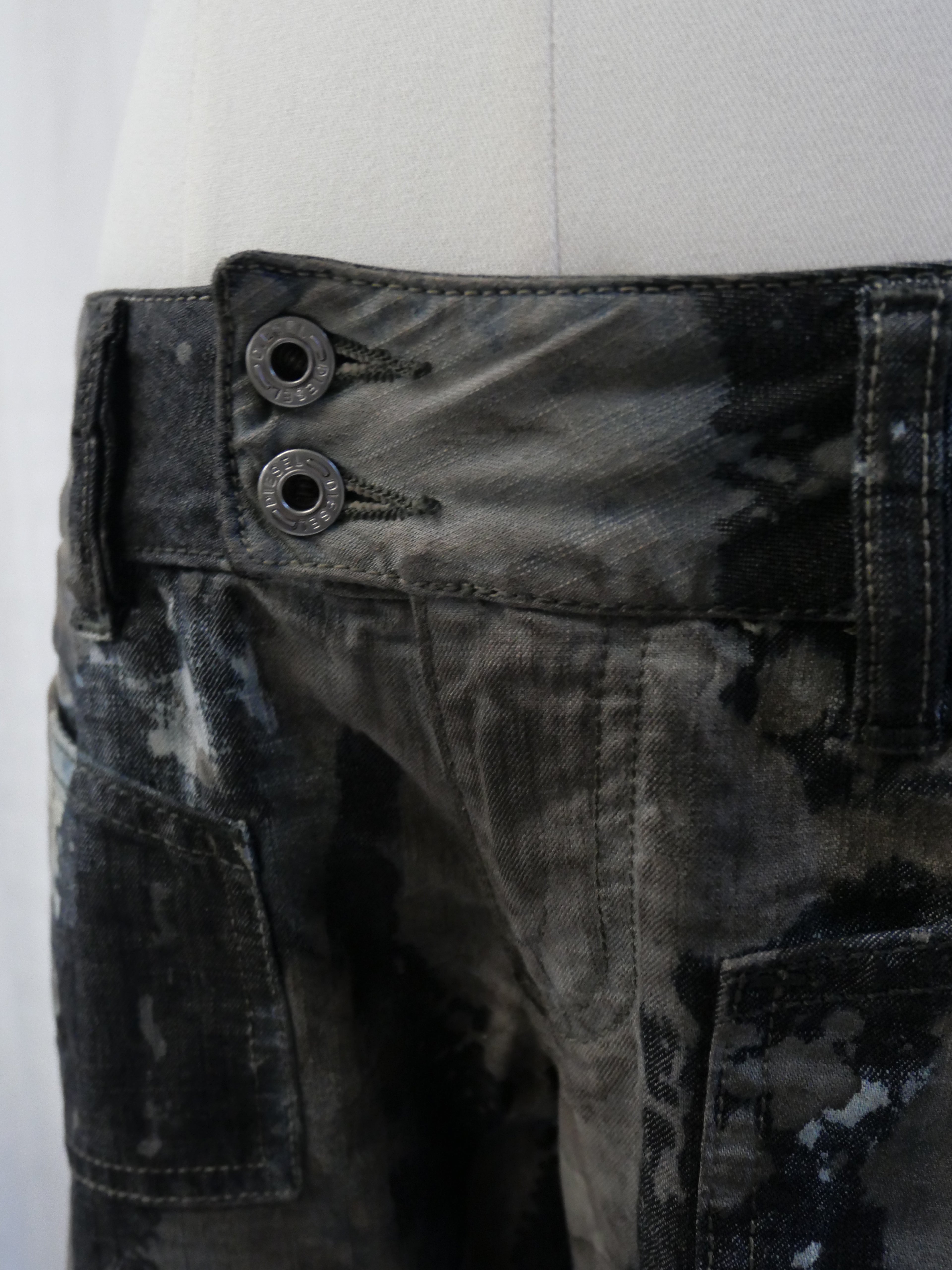 Diesel Black Gold Acid Wash Flared Jeans