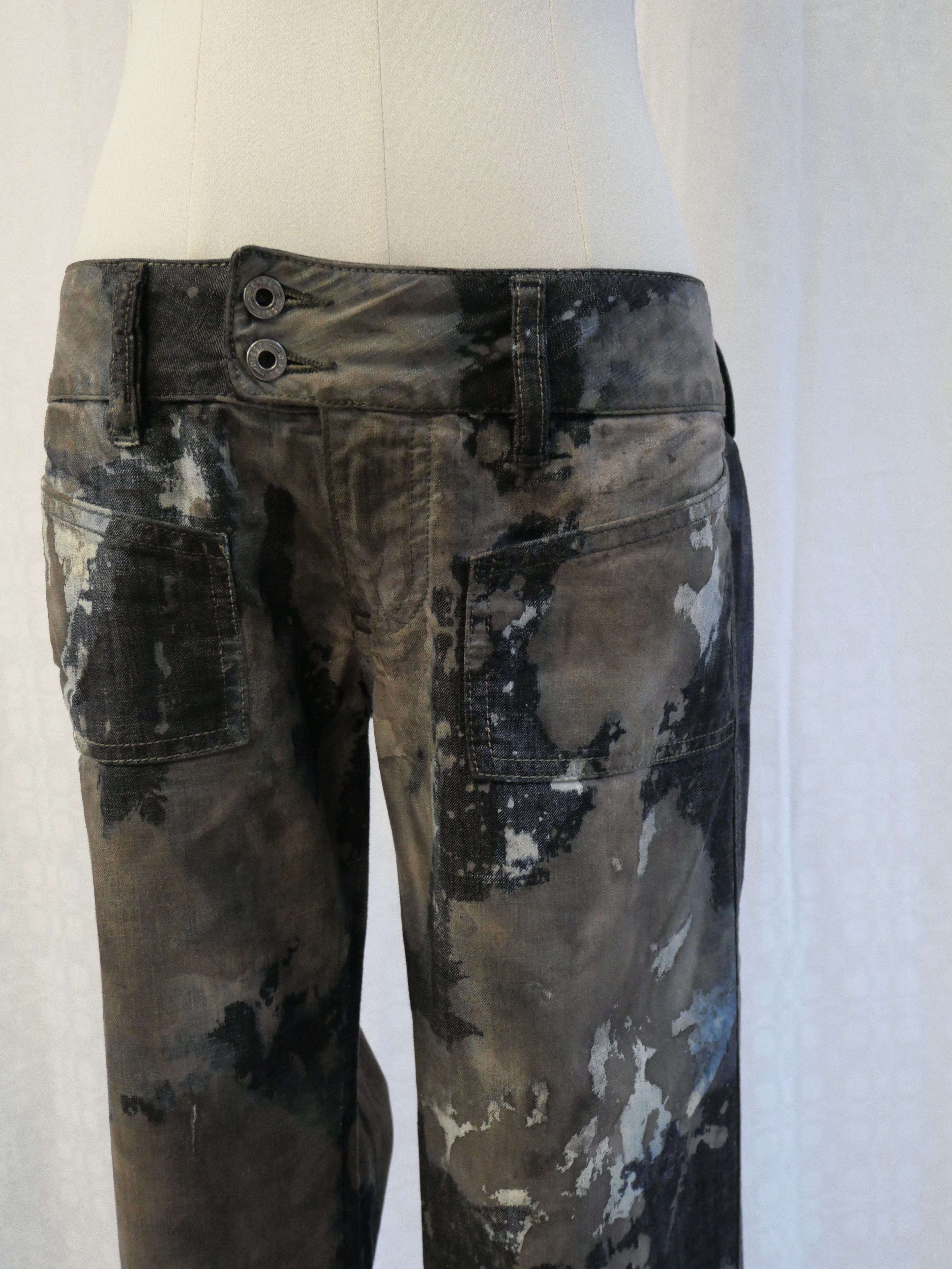 Diesel Black Gold Acid Wash Flared Jeans