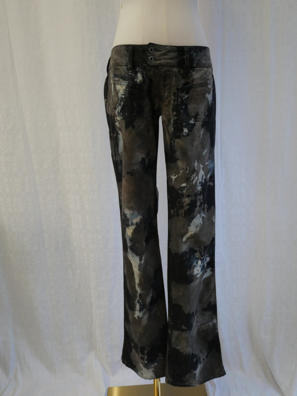 Diesel Black Gold Acid Wash Flared Jeans