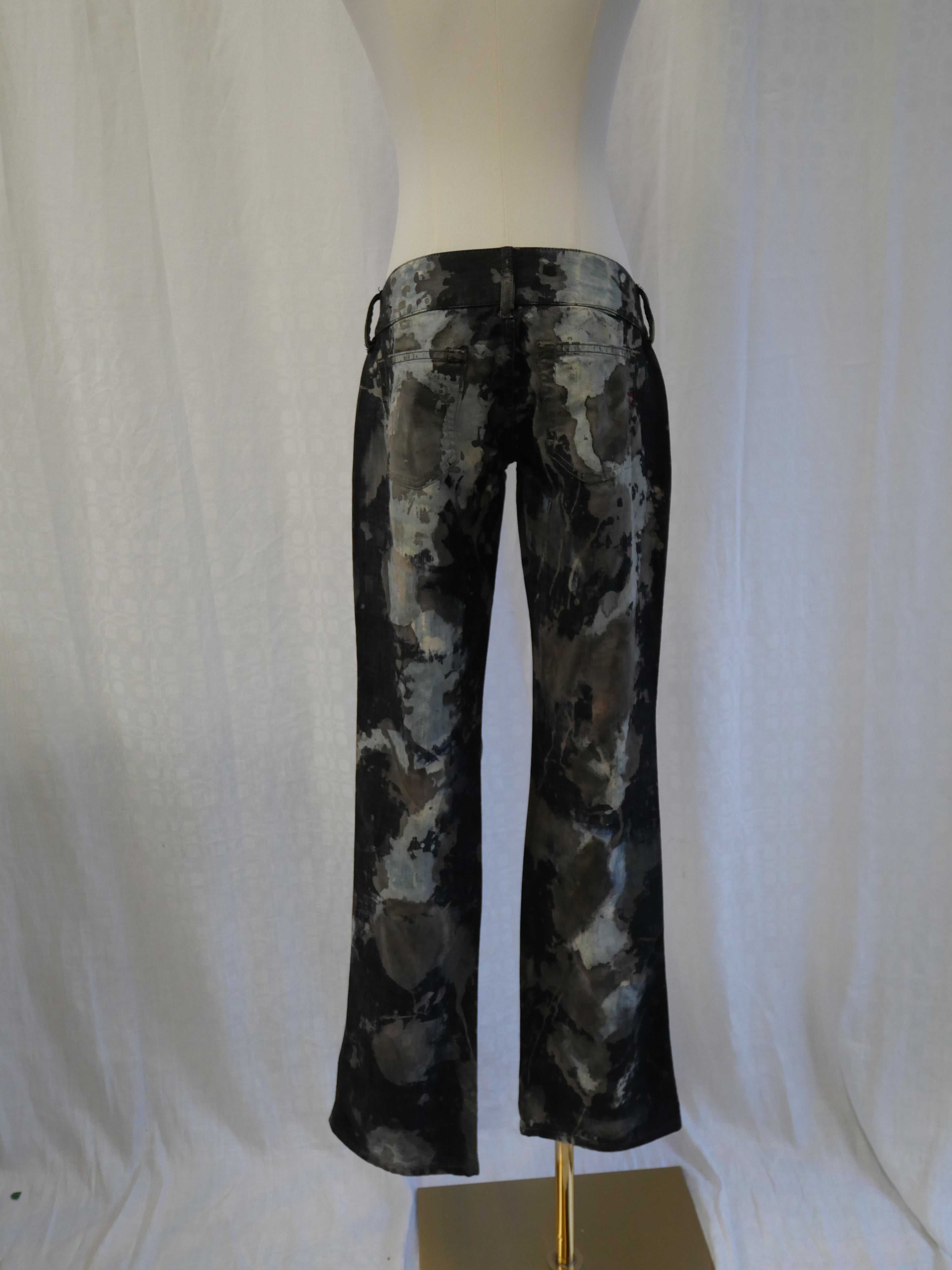 Diesel Black Gold Acid Wash Flared Jeans
