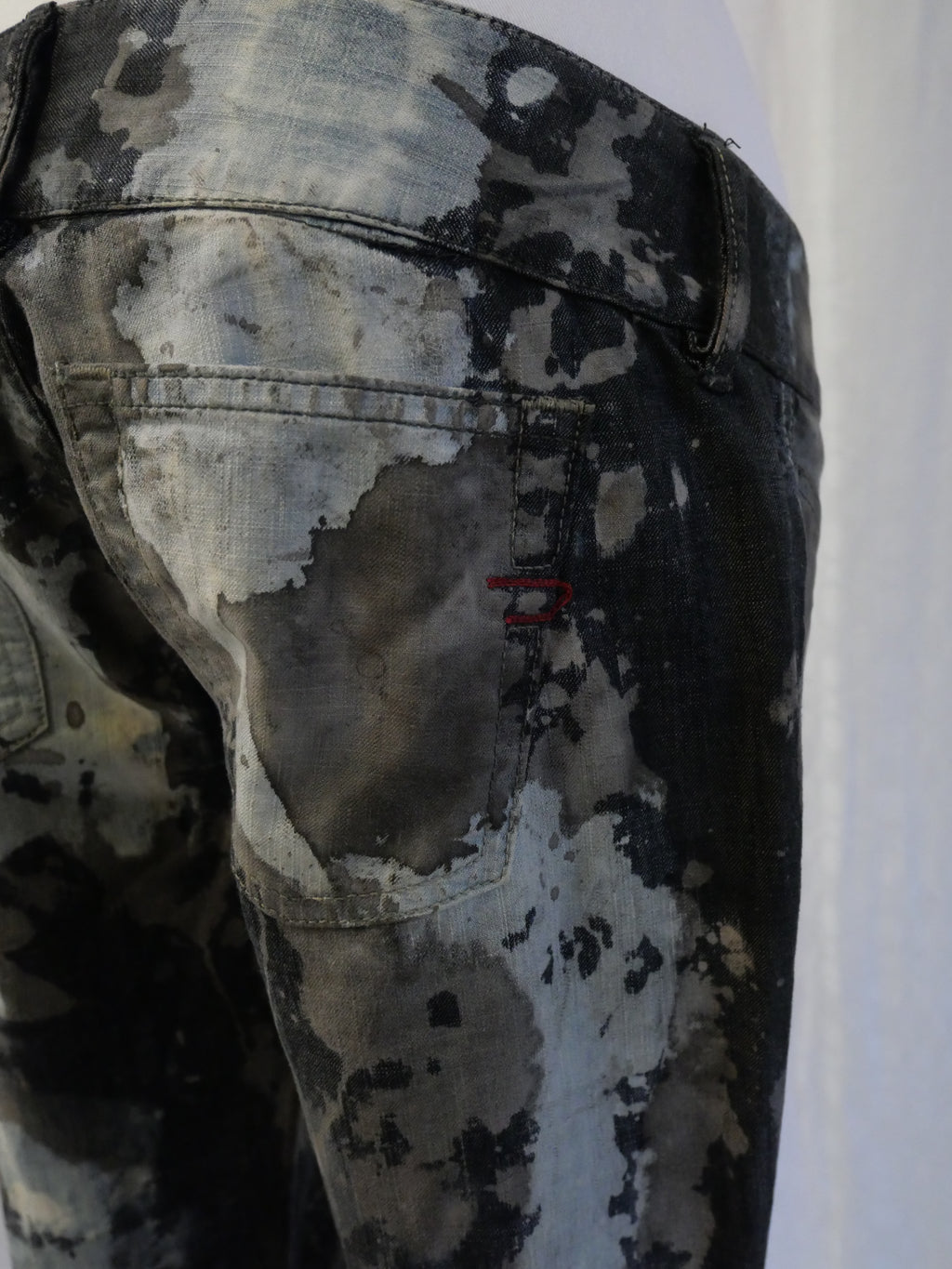 Diesel Black Gold Acid Wash Flared Jeans