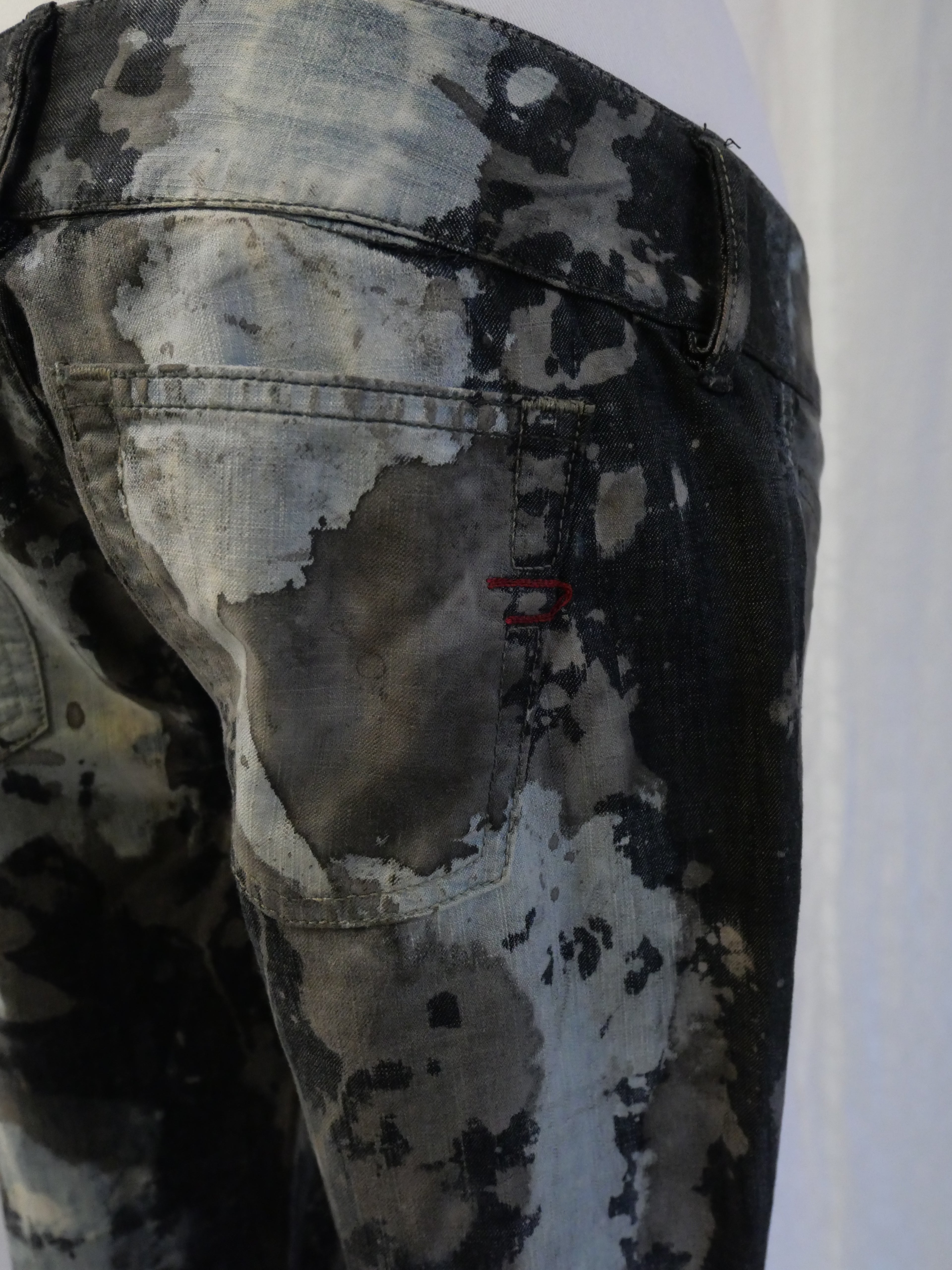 Diesel Black Gold Acid Wash Flared Jeans