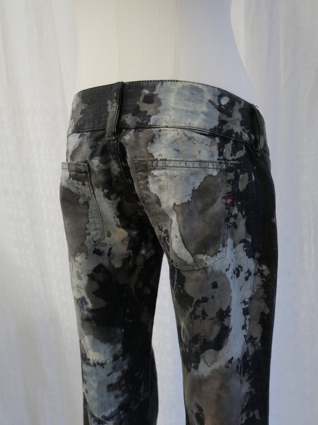 Diesel Black Gold Acid Wash Flared Jeans