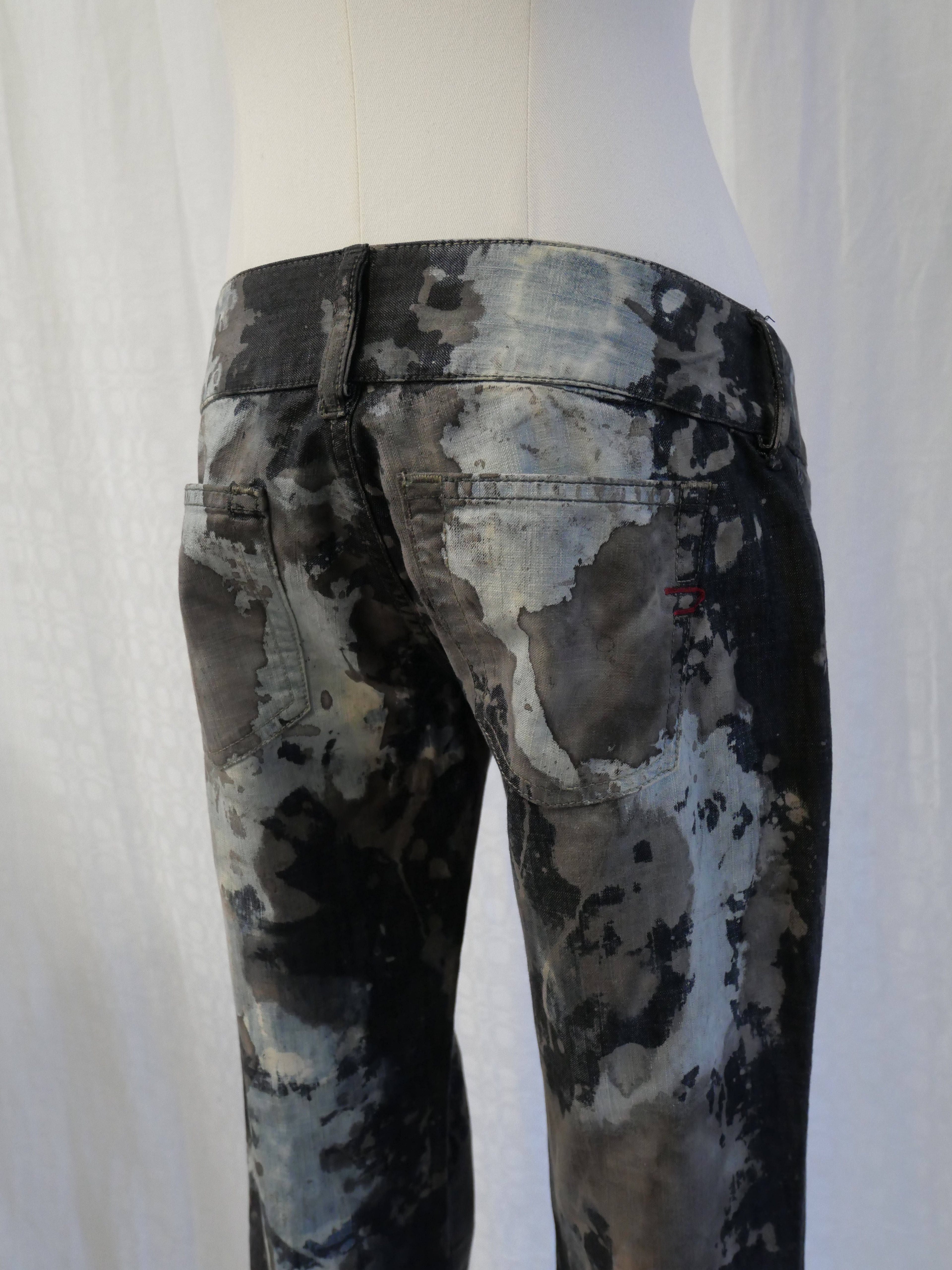 Diesel Black Gold Acid Wash Flared Jeans