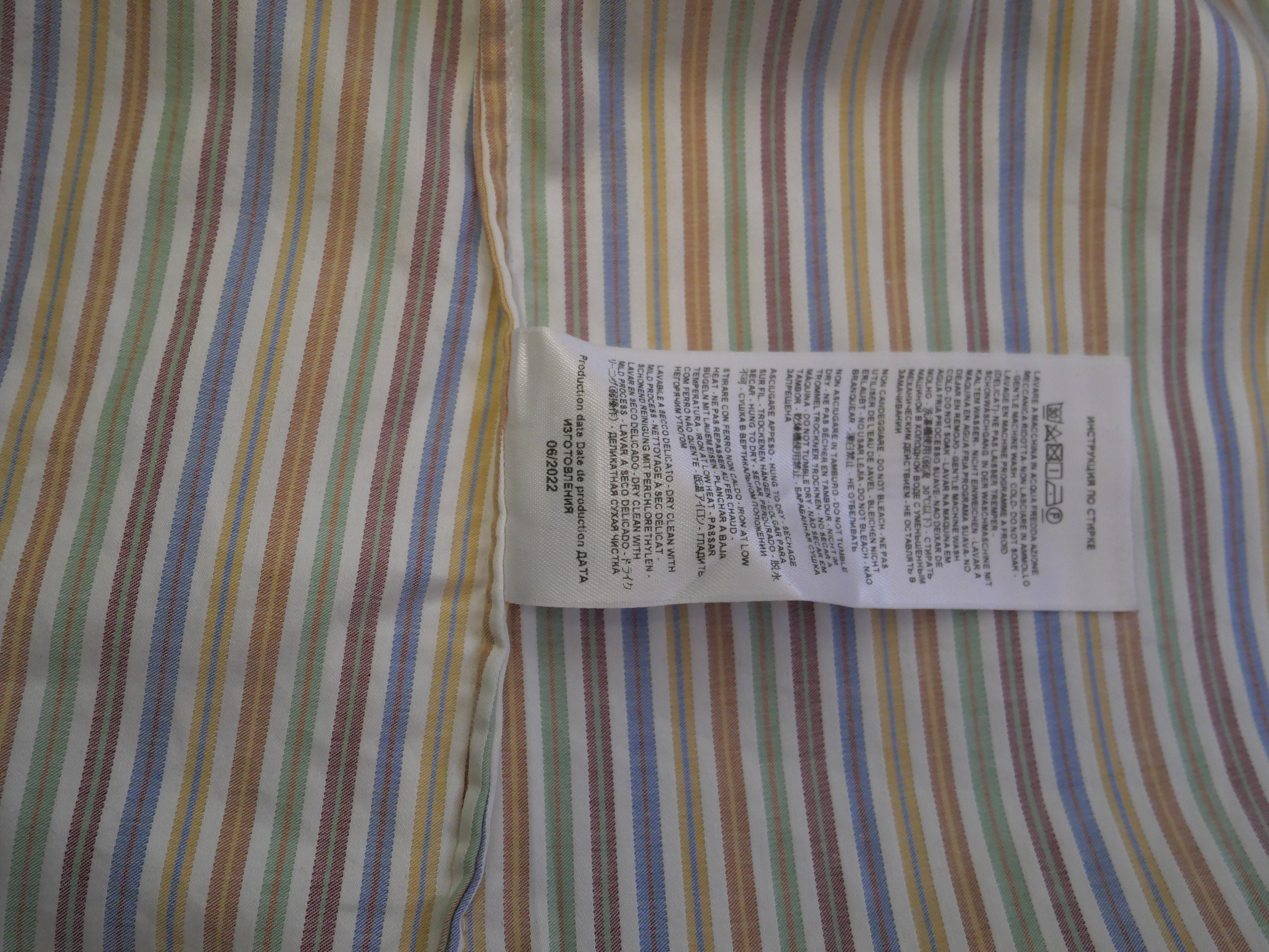 ETRO Milano Rainbow Stripe Cotton Shirt | Paisley Trim