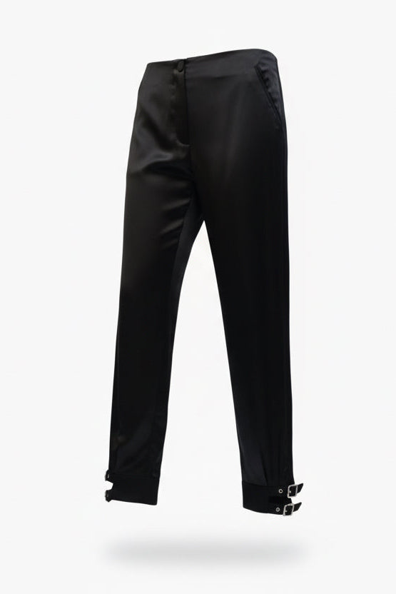 Emporio Armani Black Silk Trousers | Buckle Ankle