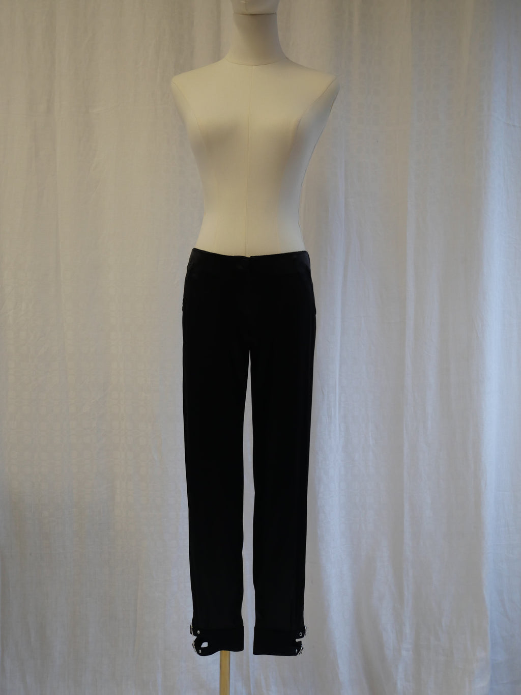 Emporio Armani Black Silk Trousers | Buckle Ankle