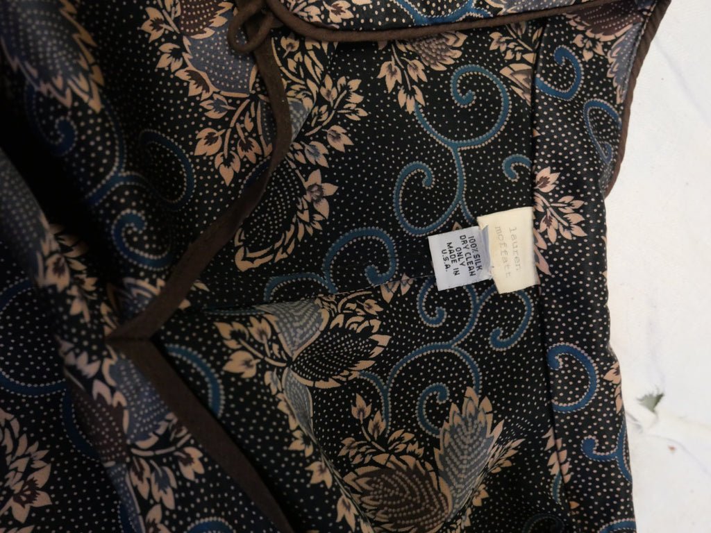 Lauren Moffatt 100% Silk Mandarin Collar Blouse