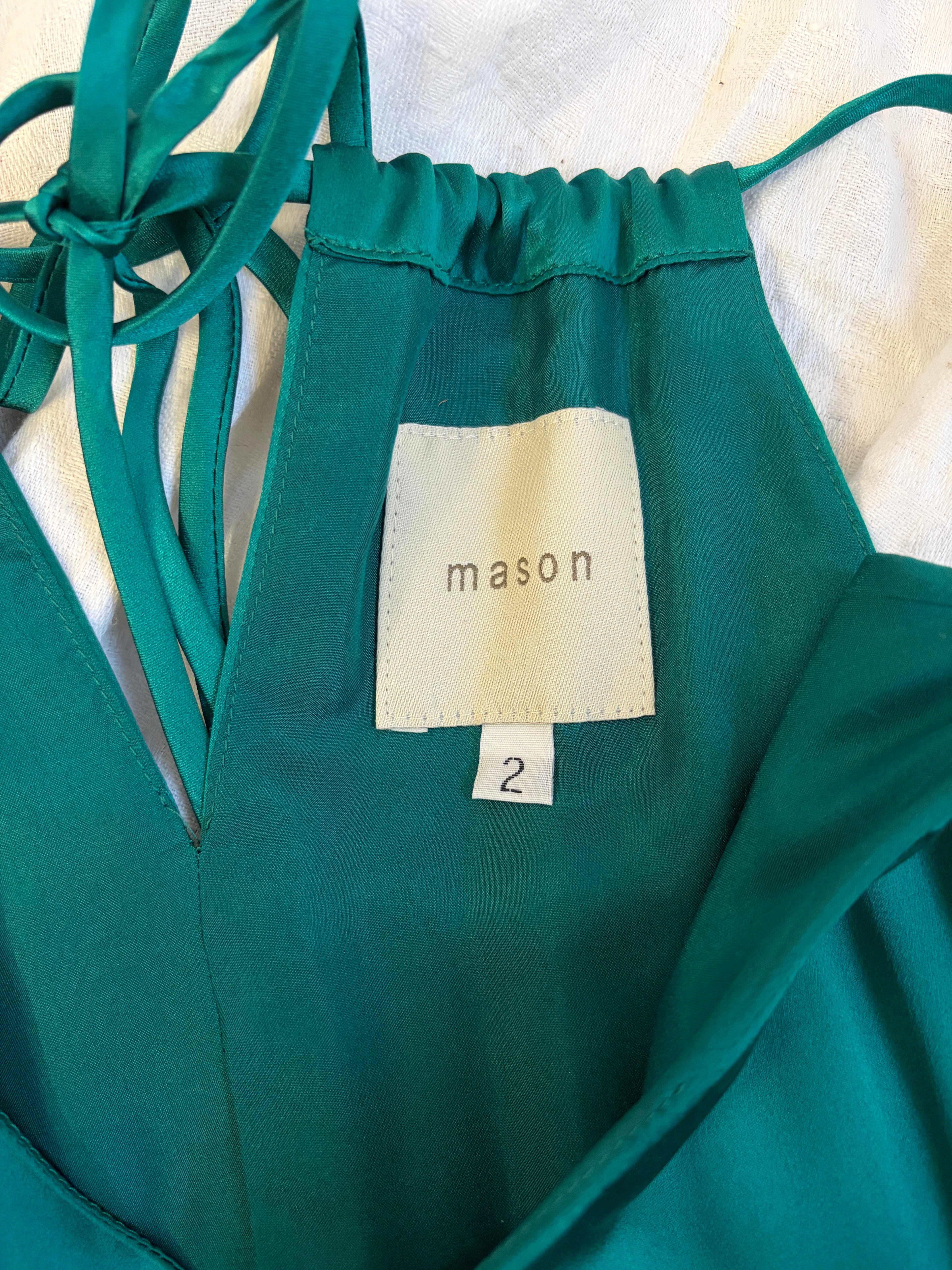 Emerald Green Mason 100% Silk Bias-Cut Maxi Dress