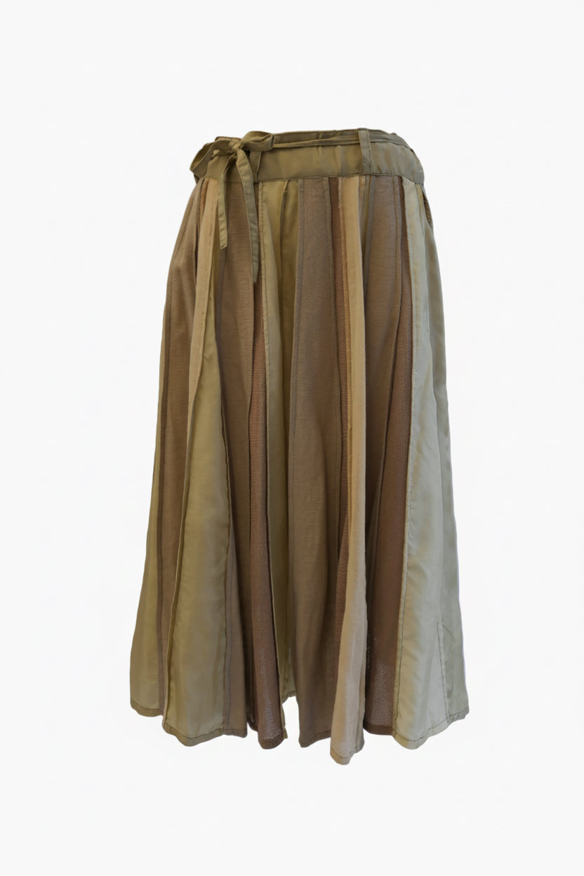 Cotton Silk Panelled Midi Skirt