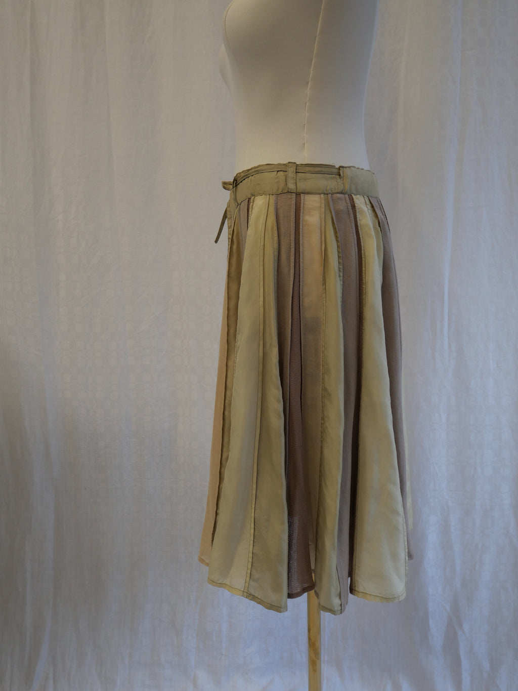 Cotton Silk Panelled Midi Skirt