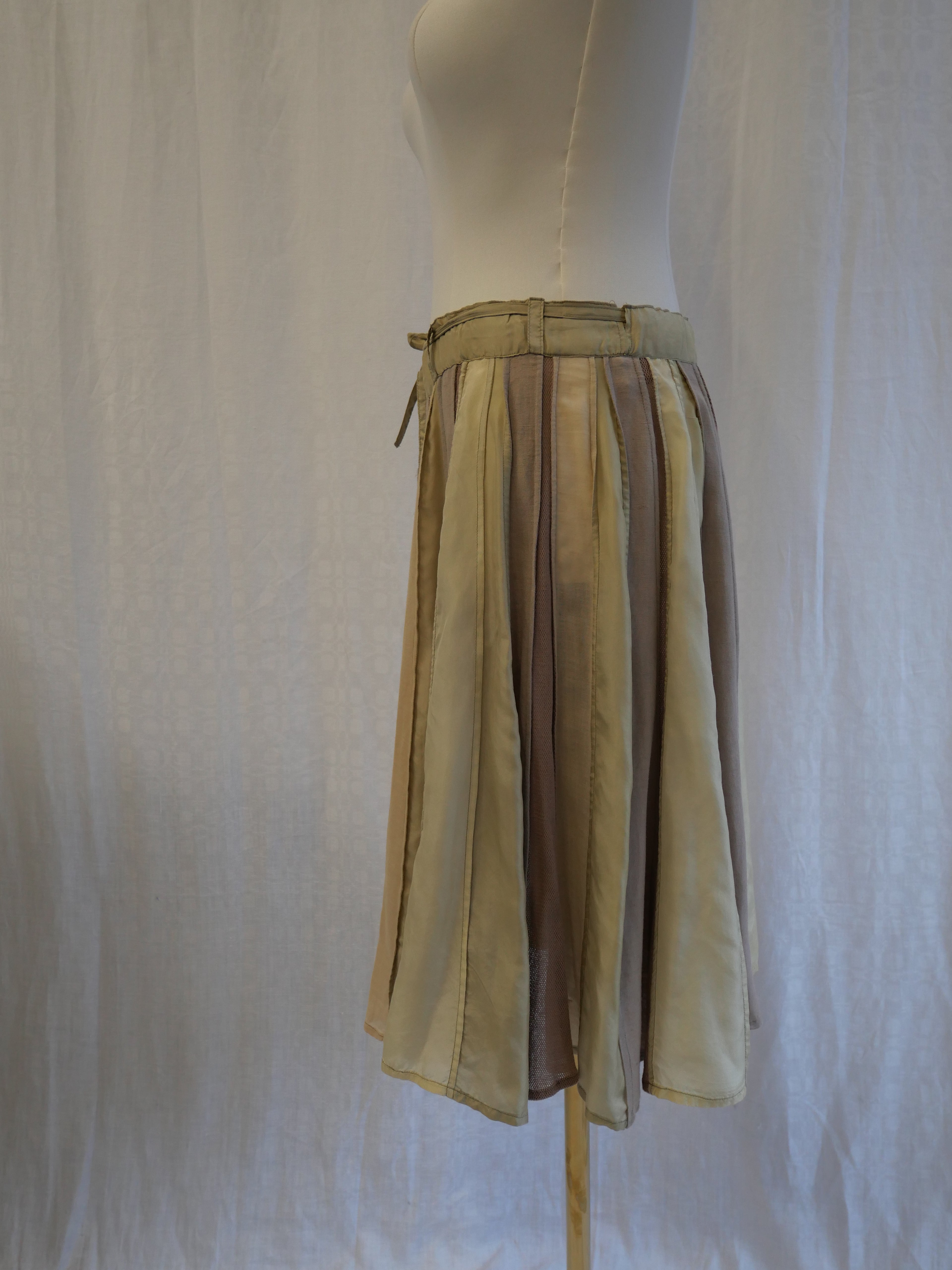 Cotton Silk Panelled Midi Skirt