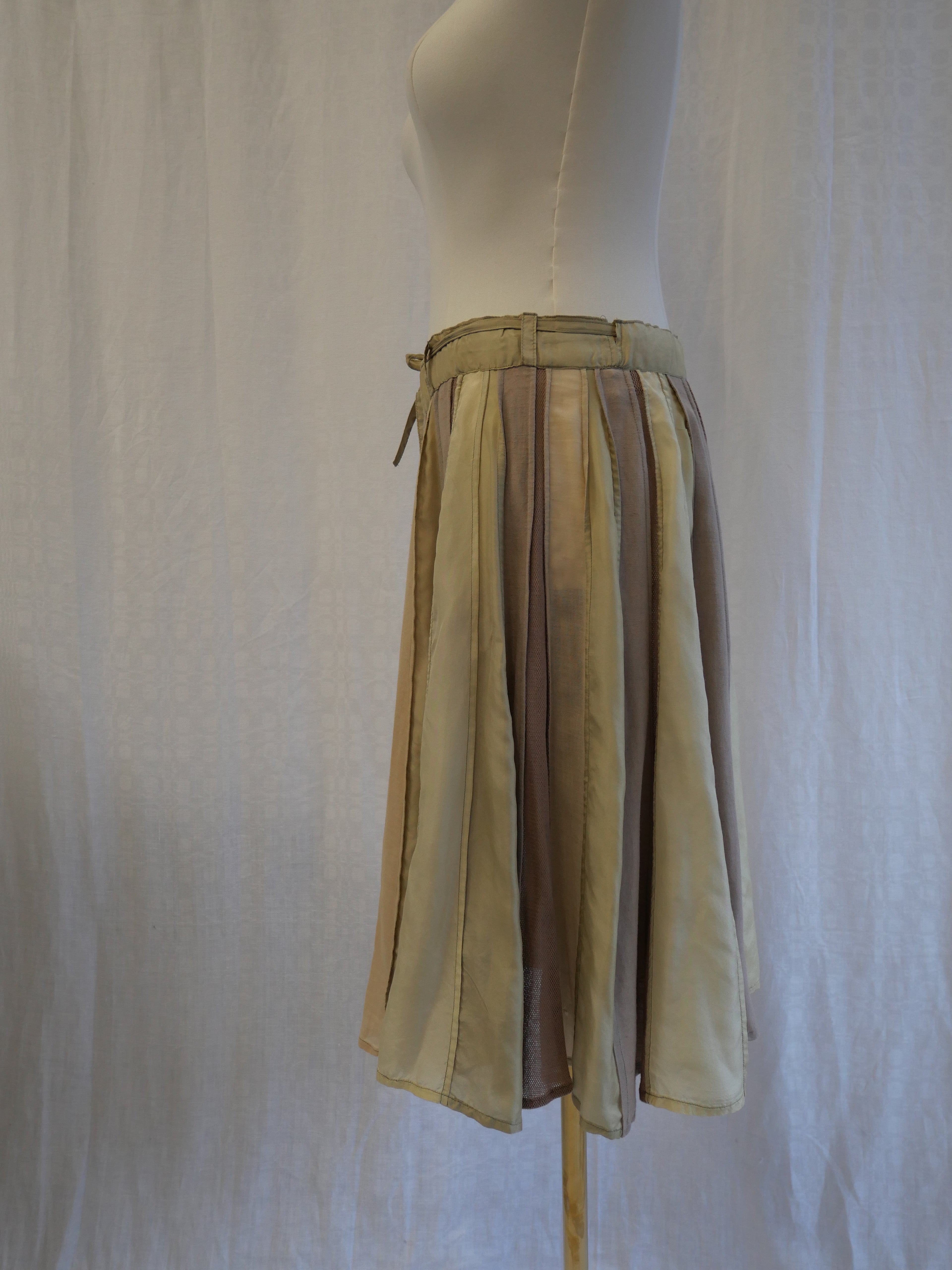 Cotton Silk Panelled Midi Skirt