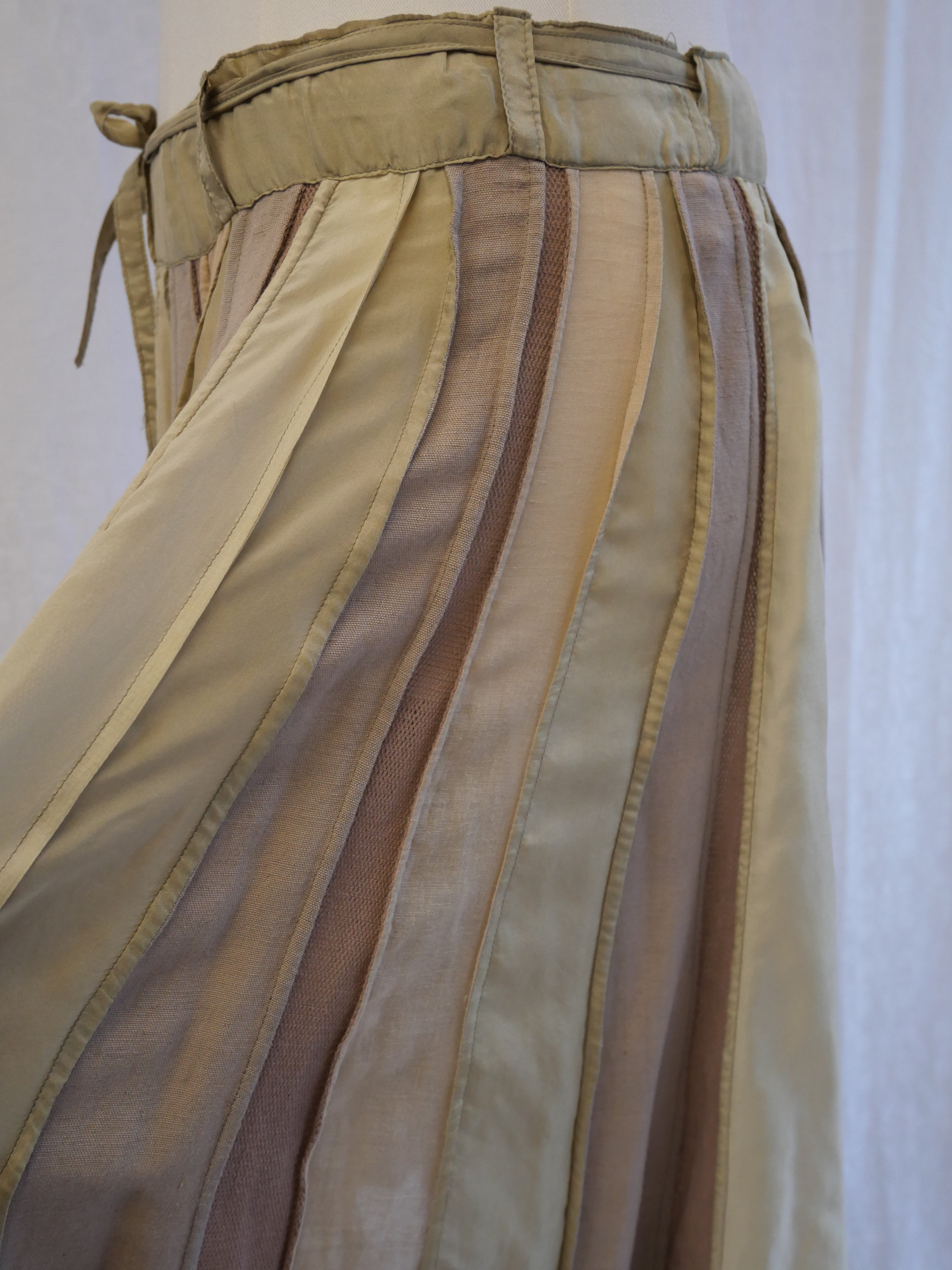 Cotton Silk Panelled Midi Skirt