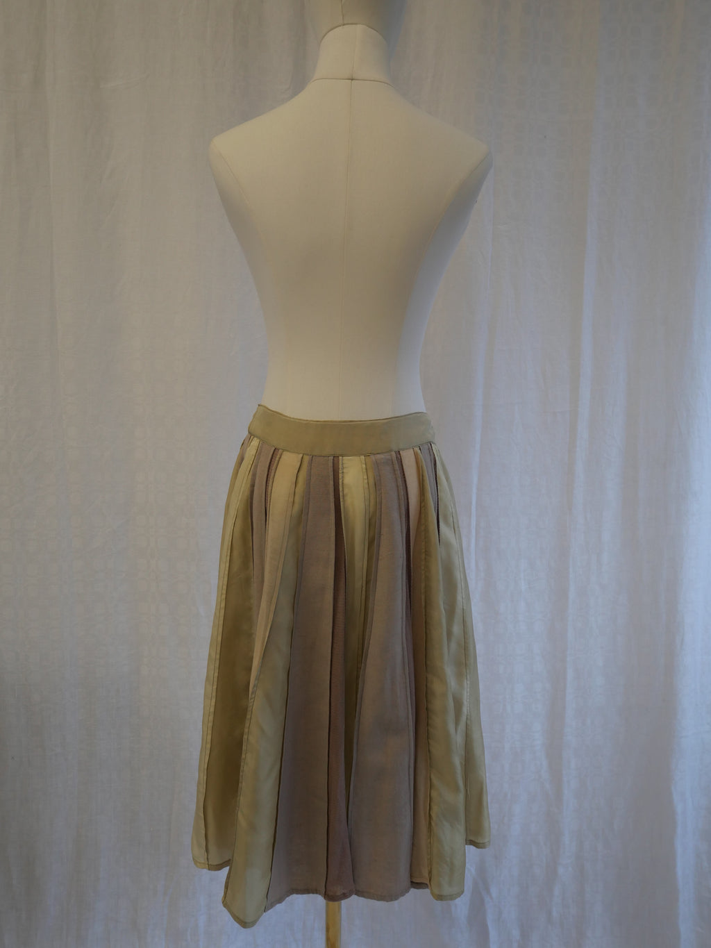 Cotton Silk Panelled Midi Skirt