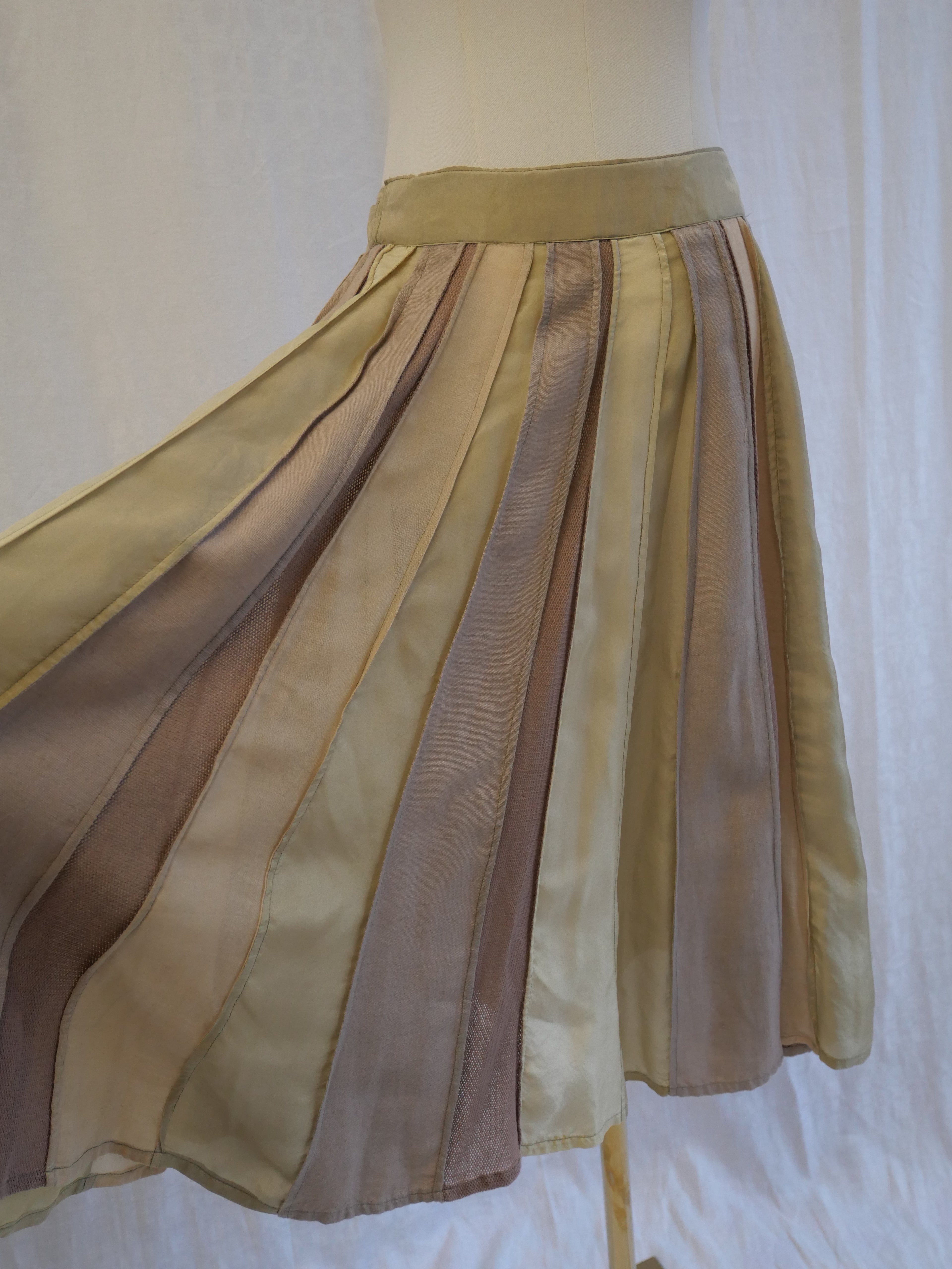 Cotton Silk Panelled Midi Skirt