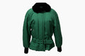 Moxdi Vintage Green Quilted Belted Coat with Faux Fur Collar