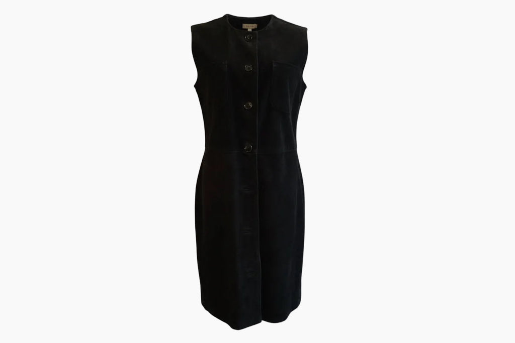 Black Suede Sleeveless Dress | Vera Pelle Italian Leather