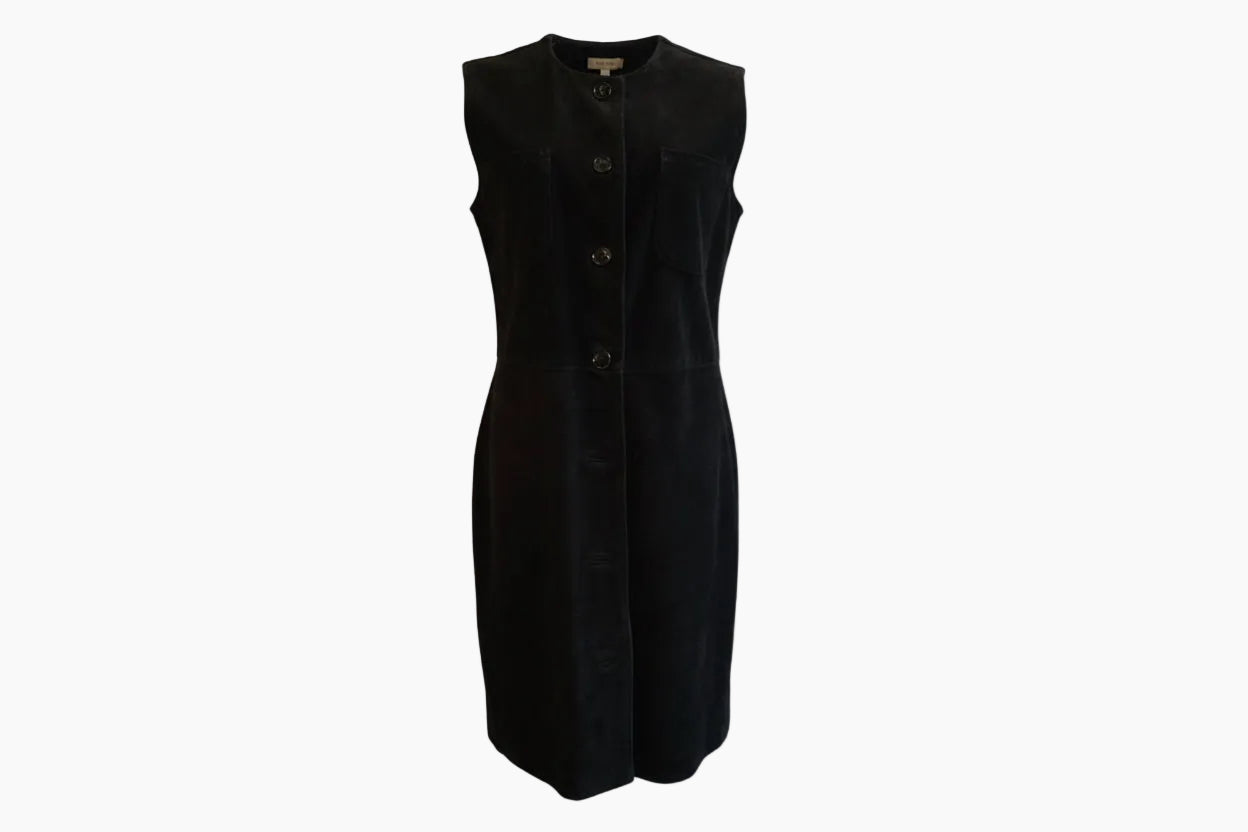 Black Suede Sleeveless Dress | Vera Pelle Italian Leather