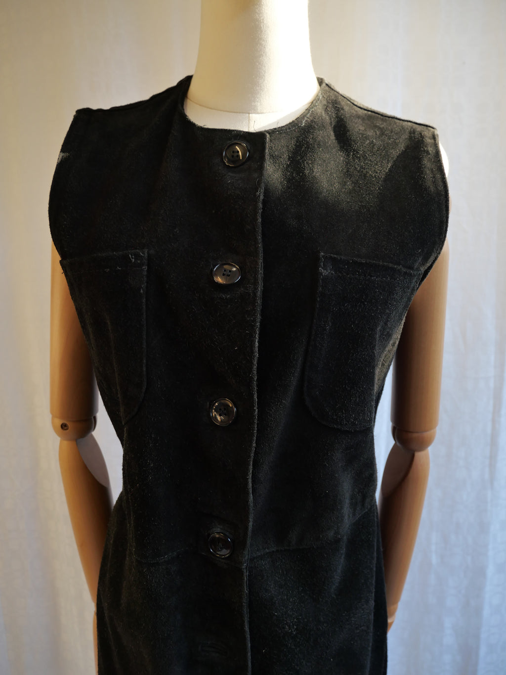 Black Suede Sleeveless Dress | Vera Pelle Italian Leather