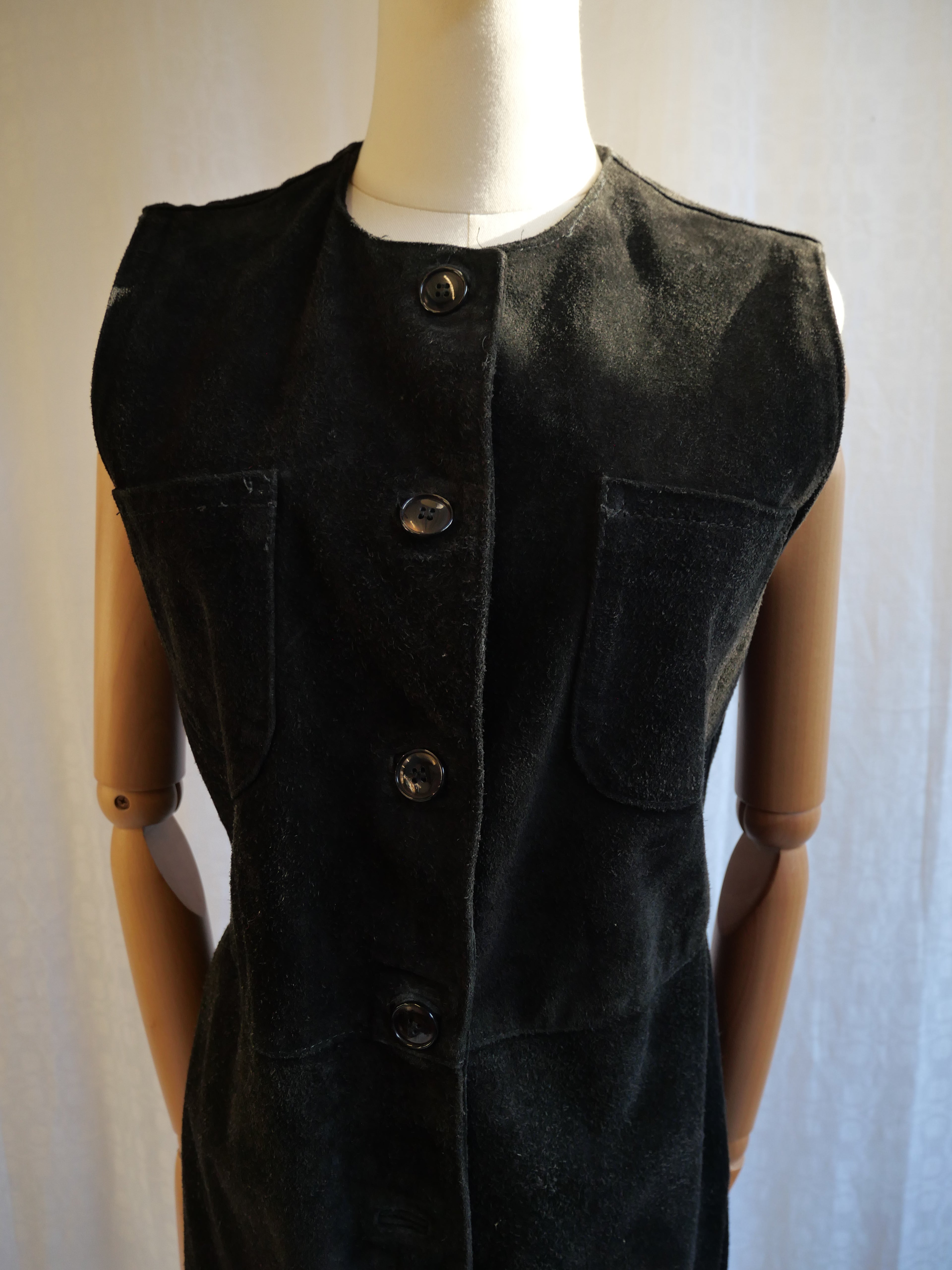 Black Suede Sleeveless Dress | Vera Pelle Italian Leather