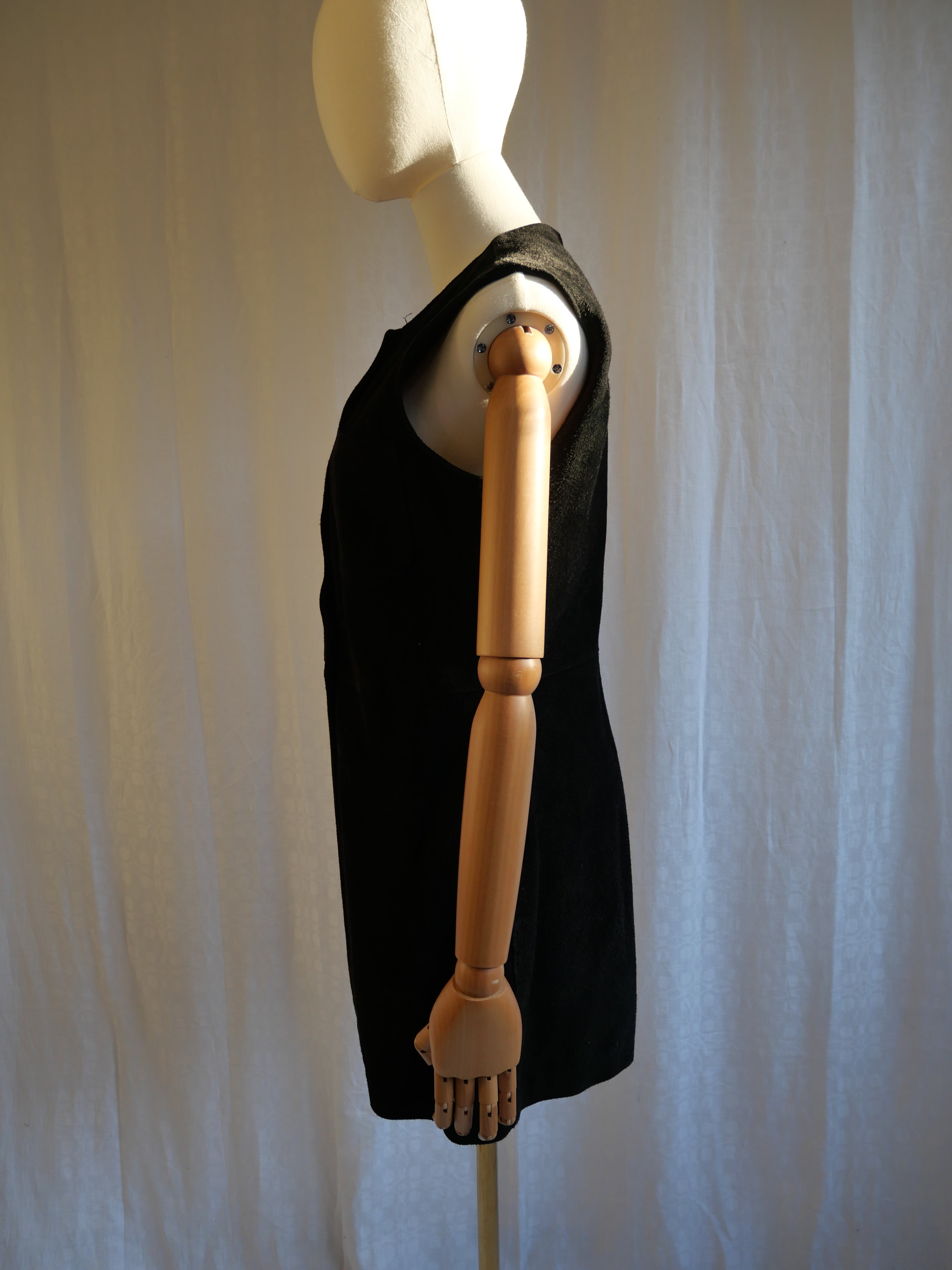 Black Suede Sleeveless Dress | Vera Pelle Italian Leather