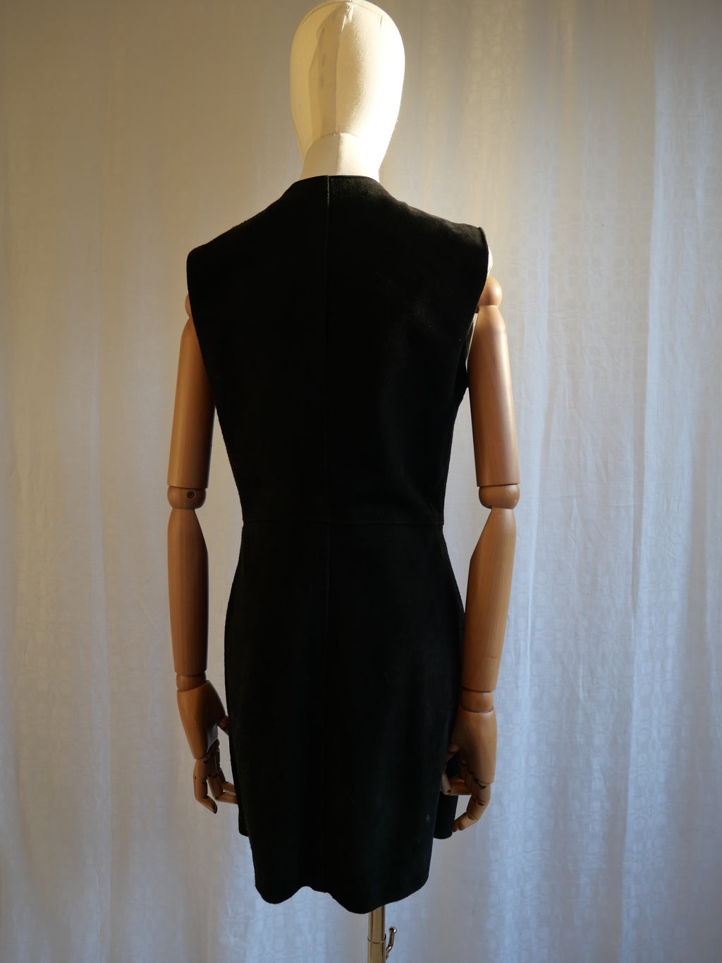 Black Suede Sleeveless Dress | Vera Pelle Italian Leather
