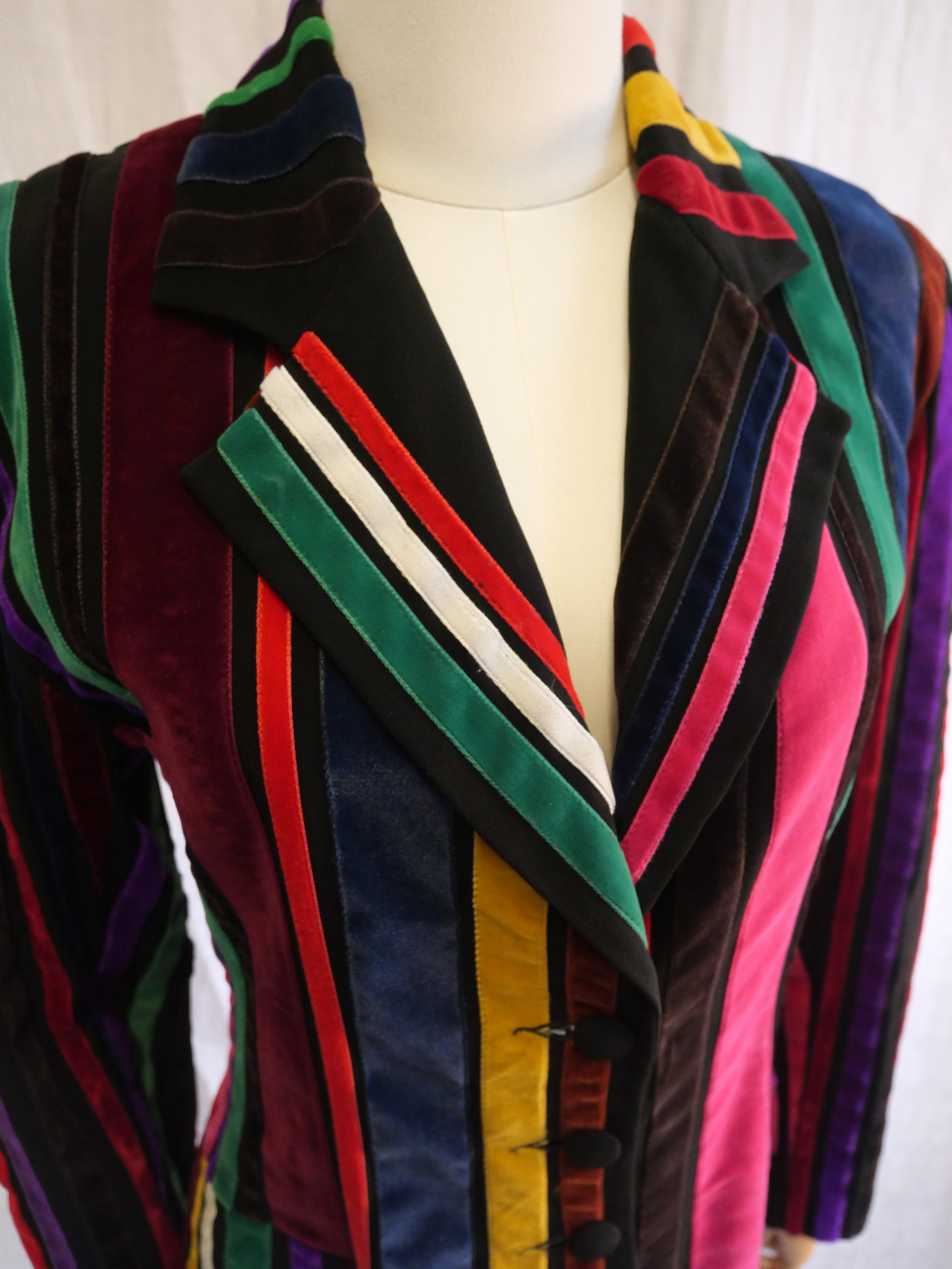 Evelyne Mandel Striped Velvet Blazer