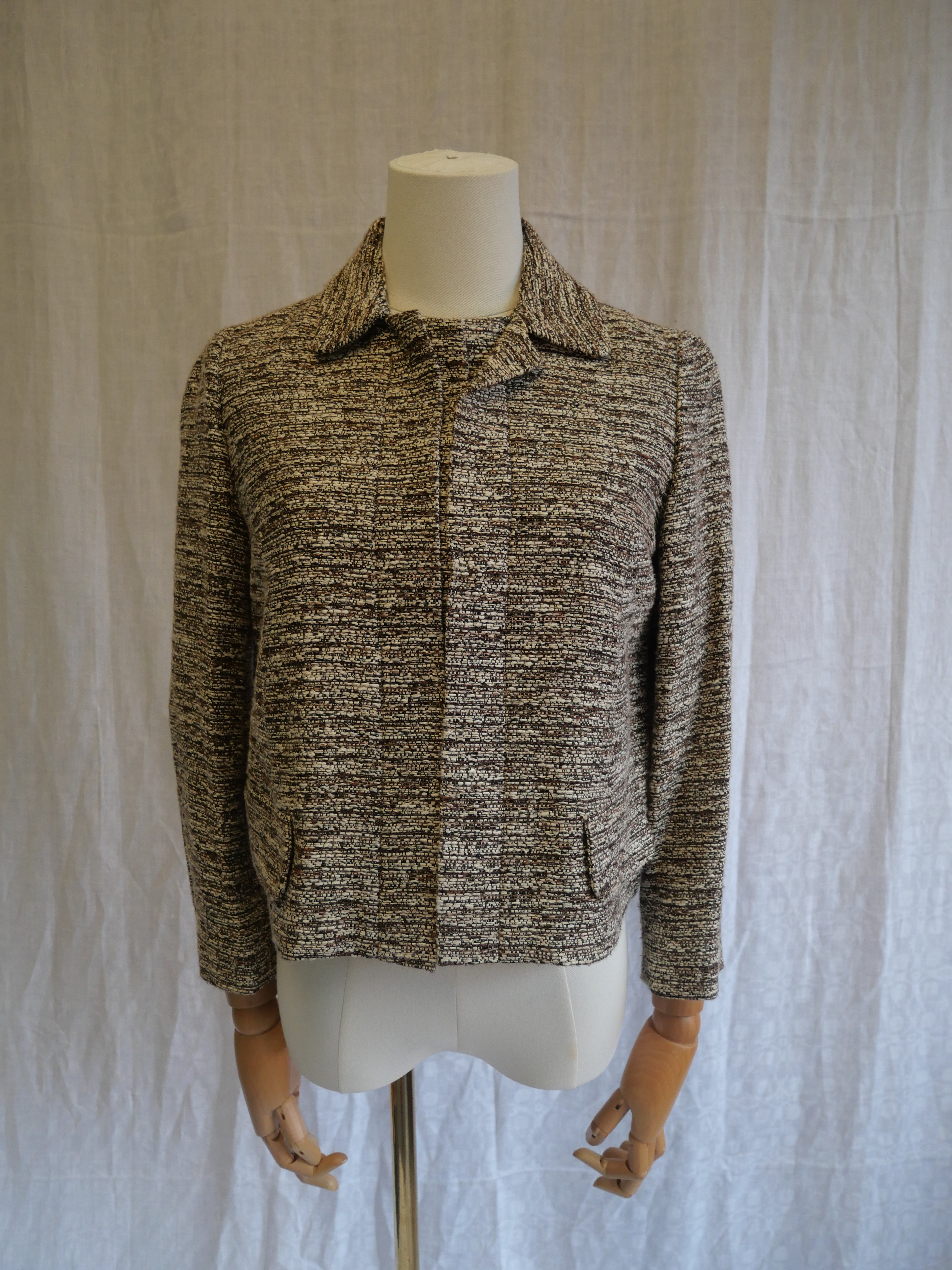 Chloé Brown & White Speckled Tweed Jacket