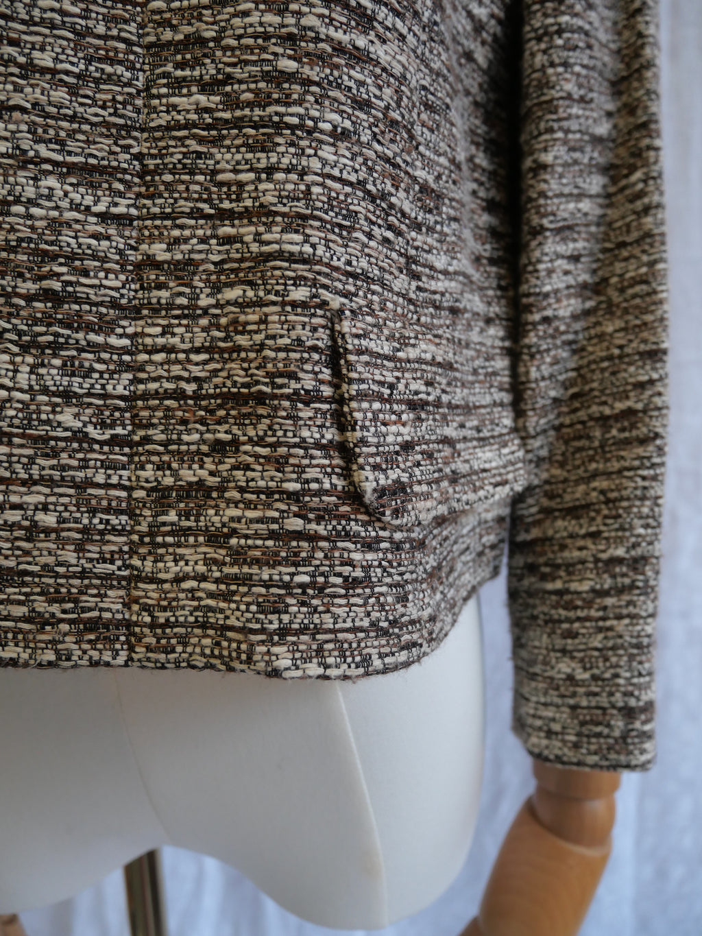 Chloé Brown & White Speckled Tweed Jacket