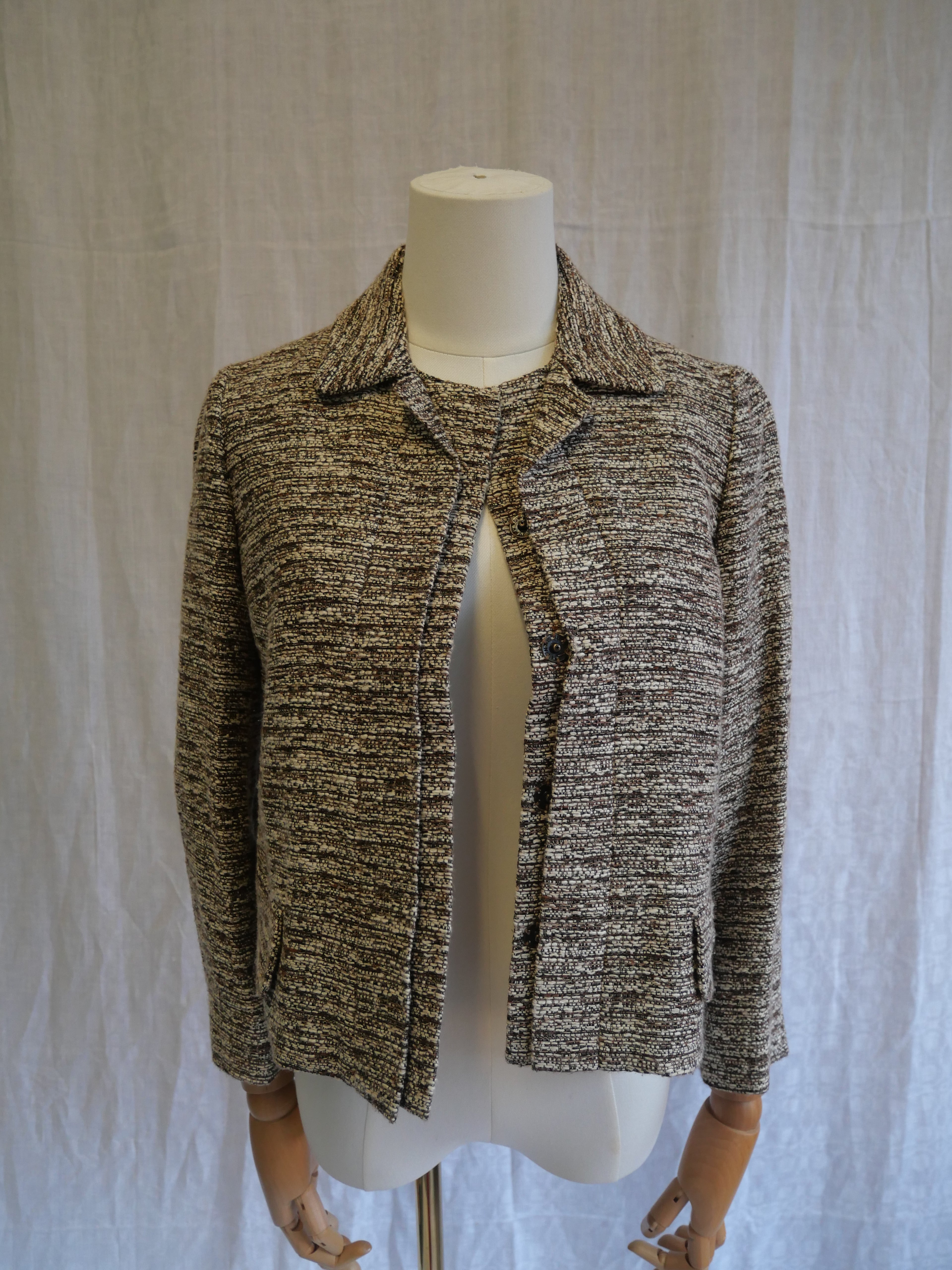 Chloé Brown & White Speckled Tweed Jacket