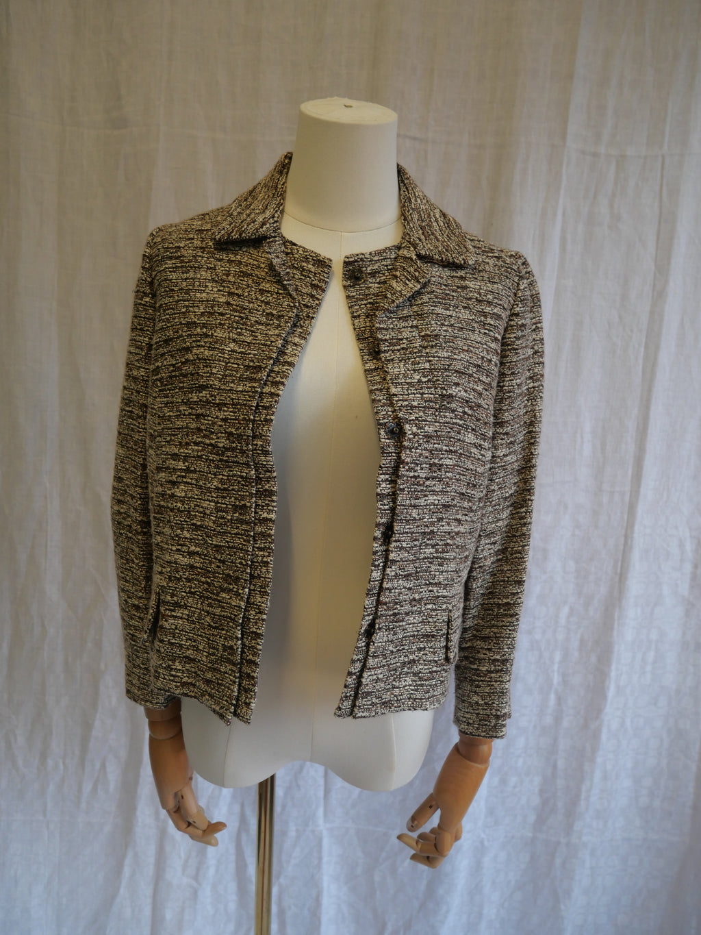 Chloé Brown & White Speckled Tweed Jacket